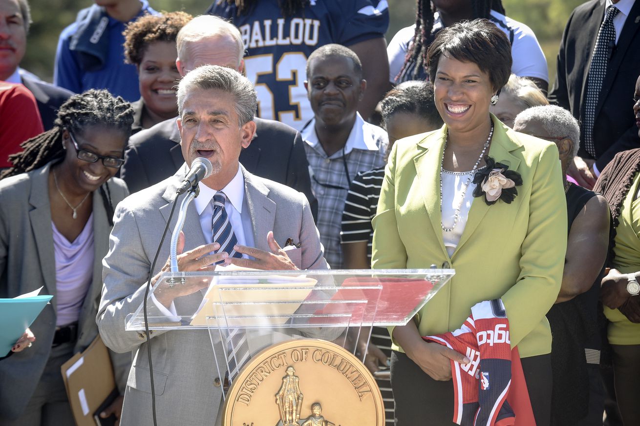 Mayor Muriel Bowser and Ted Leonsis announce plans to build a sports arena at St. Elizabeth’s East in Ward 8, in Washington, DC.