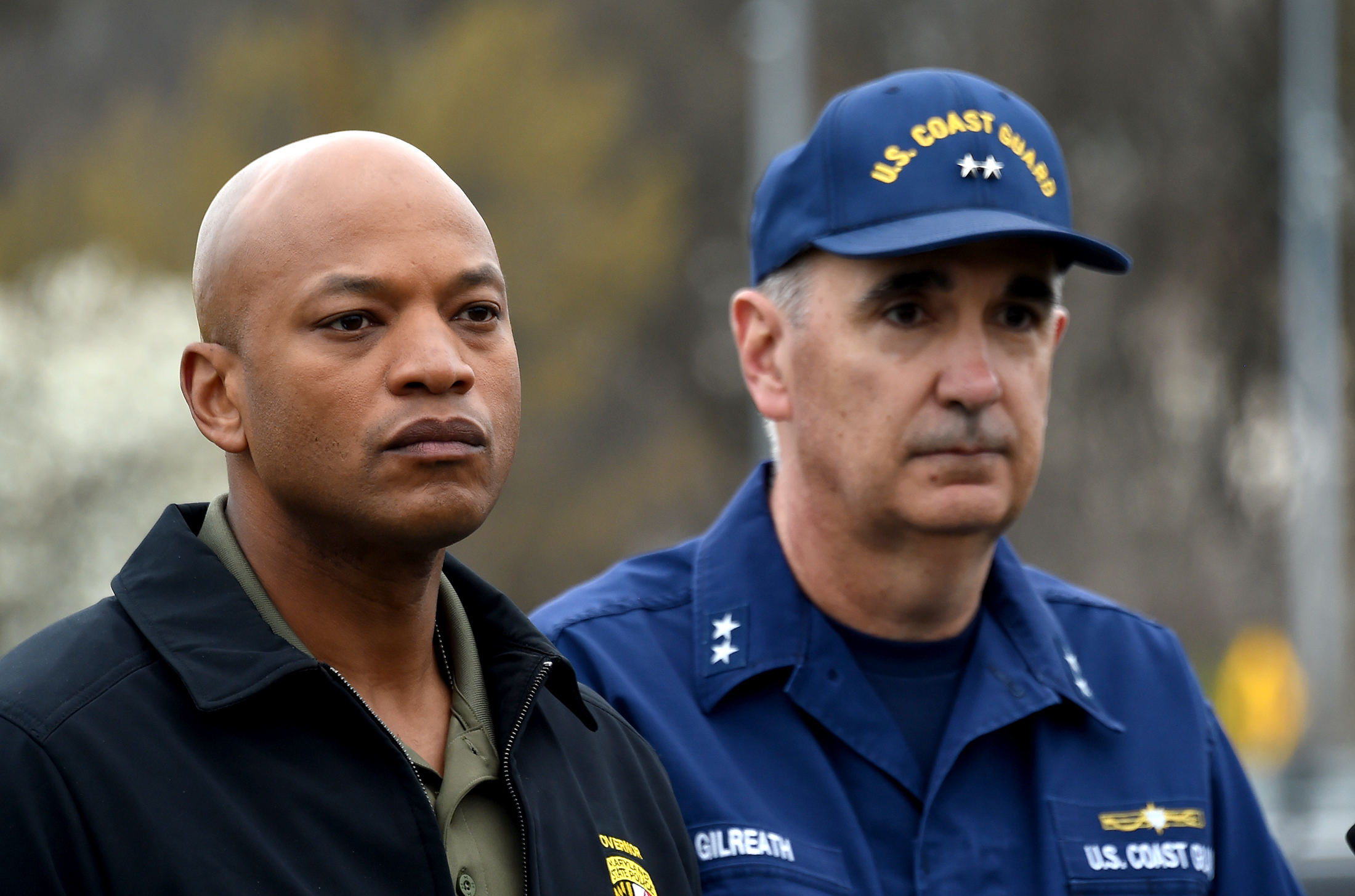 March 29, 2024: Governor Wes Moore, left, and U.S. Coast...