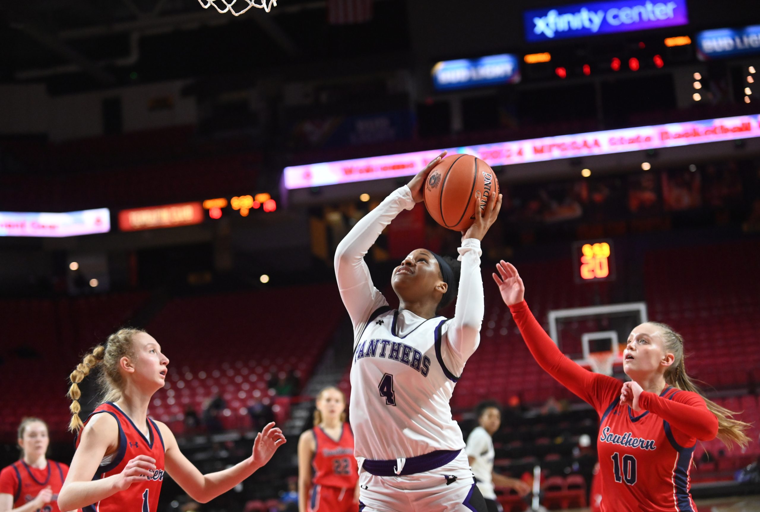 Pikesville's Maya Chase gets a clear shot attempt between Southern-Garrett...