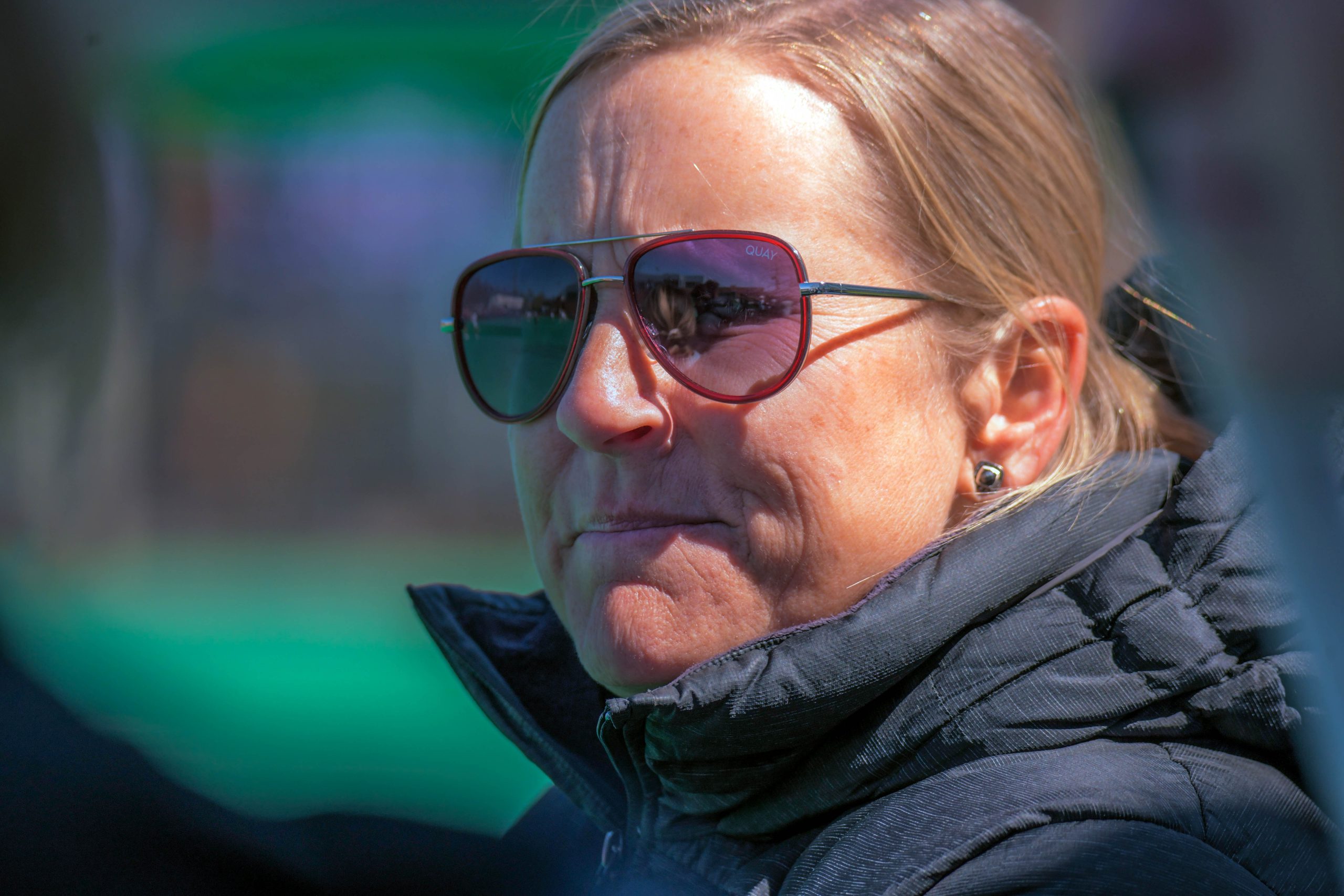 Maryland Terrapins head women's lacrosse coach Cathy Reese watches play...