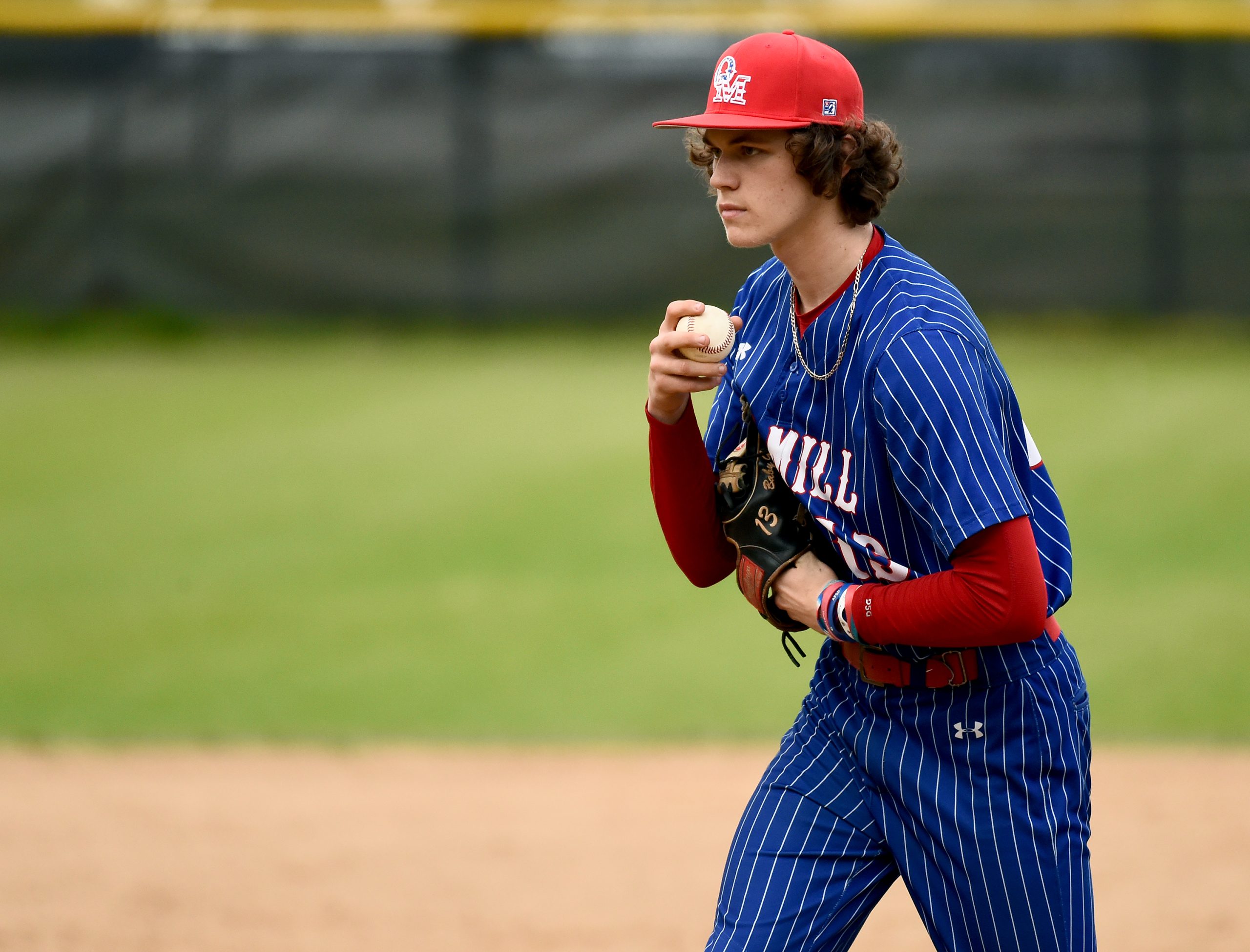 Old Mill pitcher Gavin Glos in the seventh inning. The...