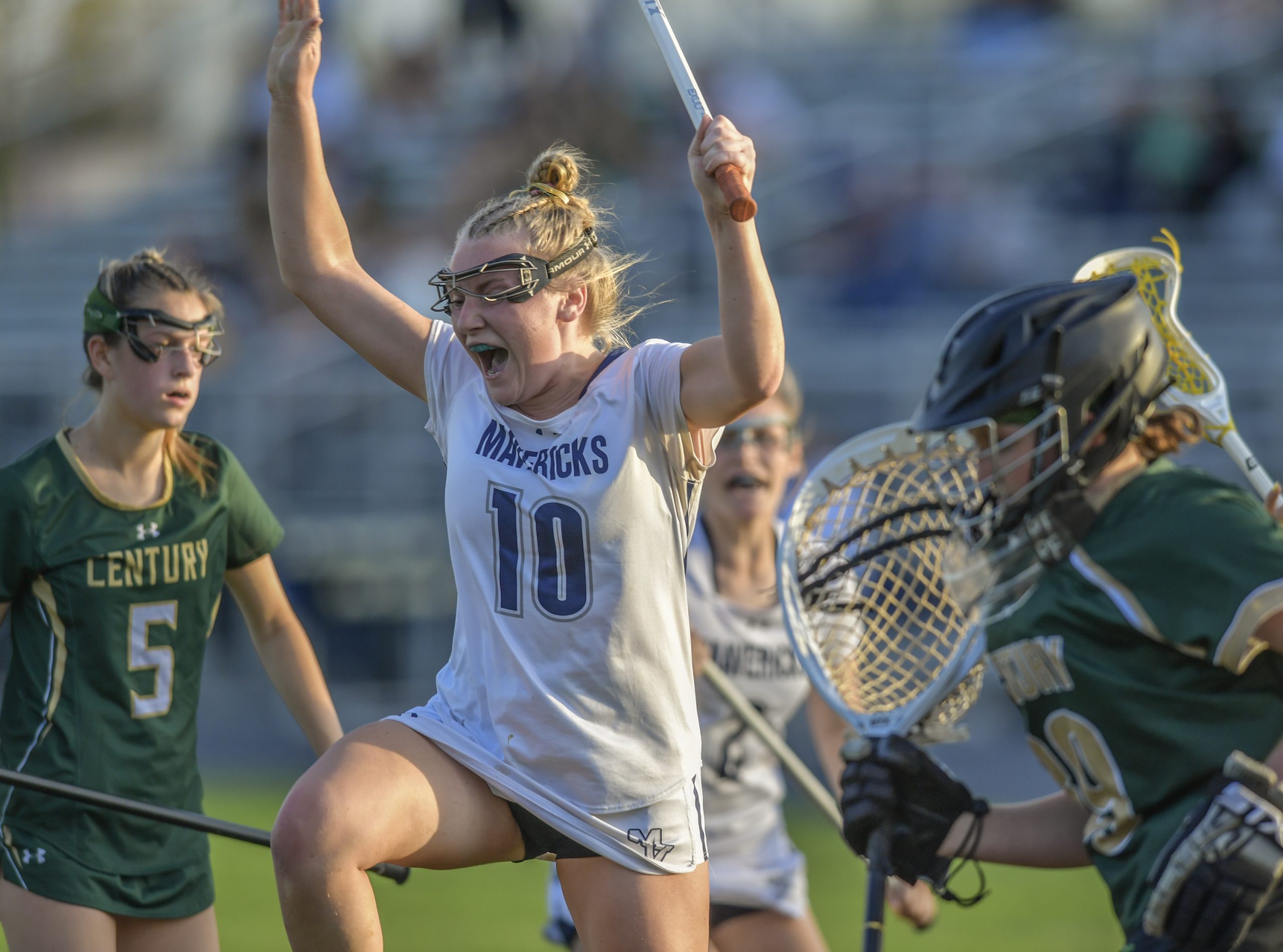 Manchester Valley’s Emma Penczek celebrates her go-ahead goal with only...