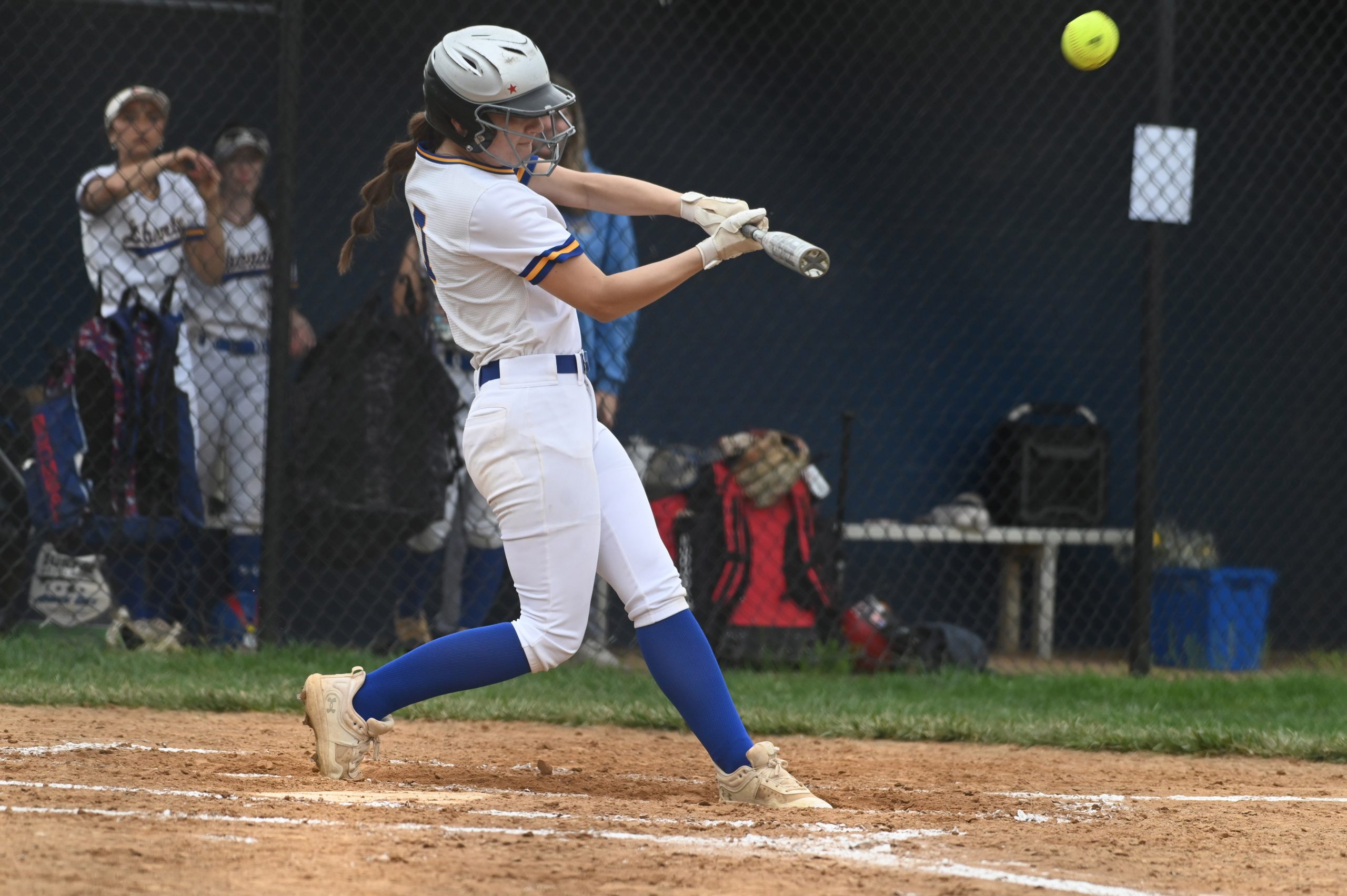Liberty's Leyla Hoffman connects with a pitch for a home...