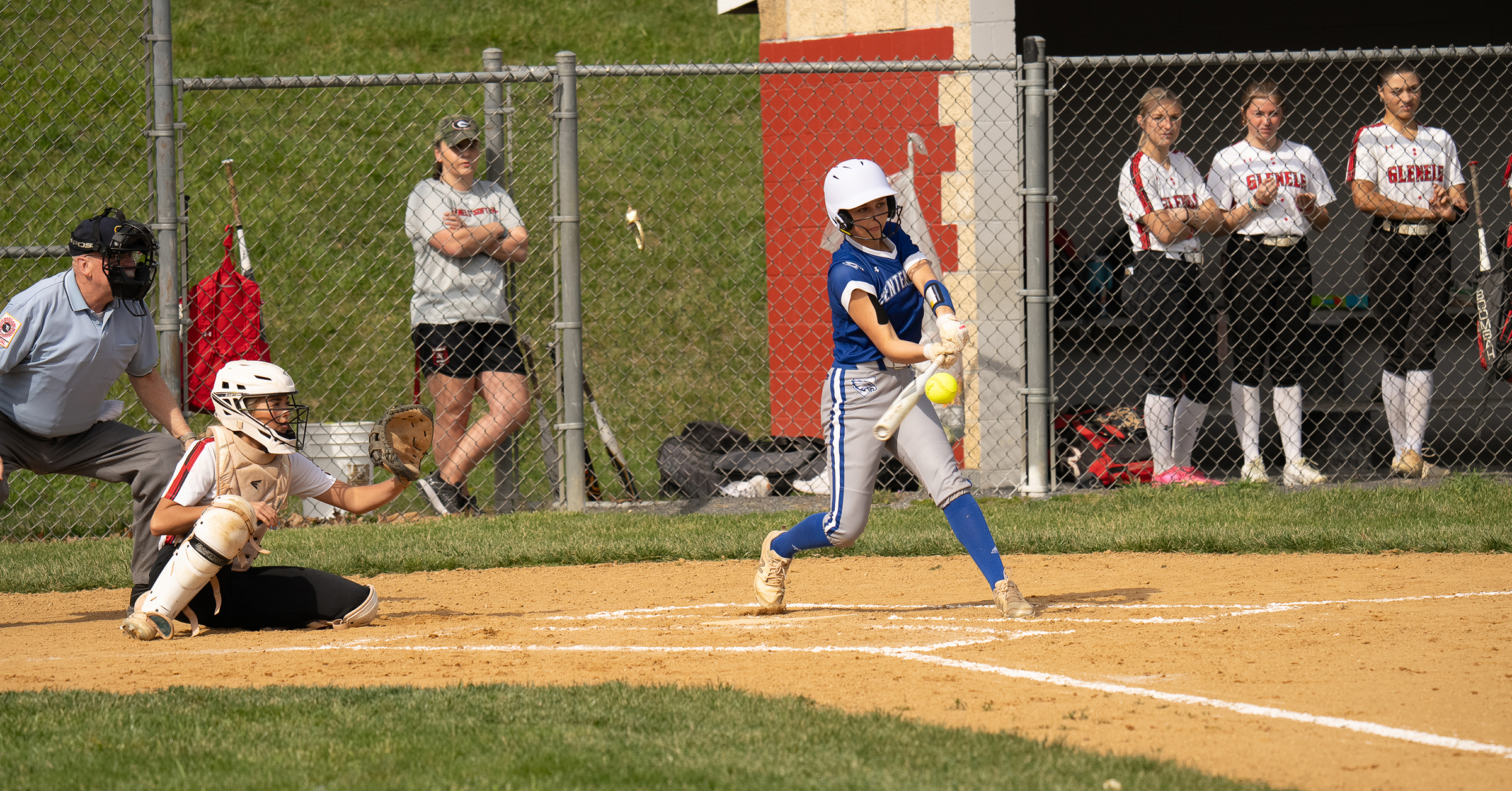 April 8, 2024 Centennial batter #11, Layla Schroyer, gets a...