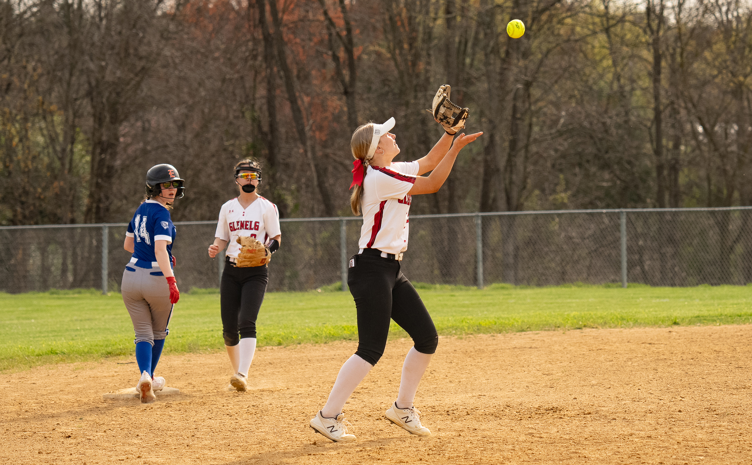 April 8, 2024 Glenelg short stop #2, Rylie Thomas, catches...