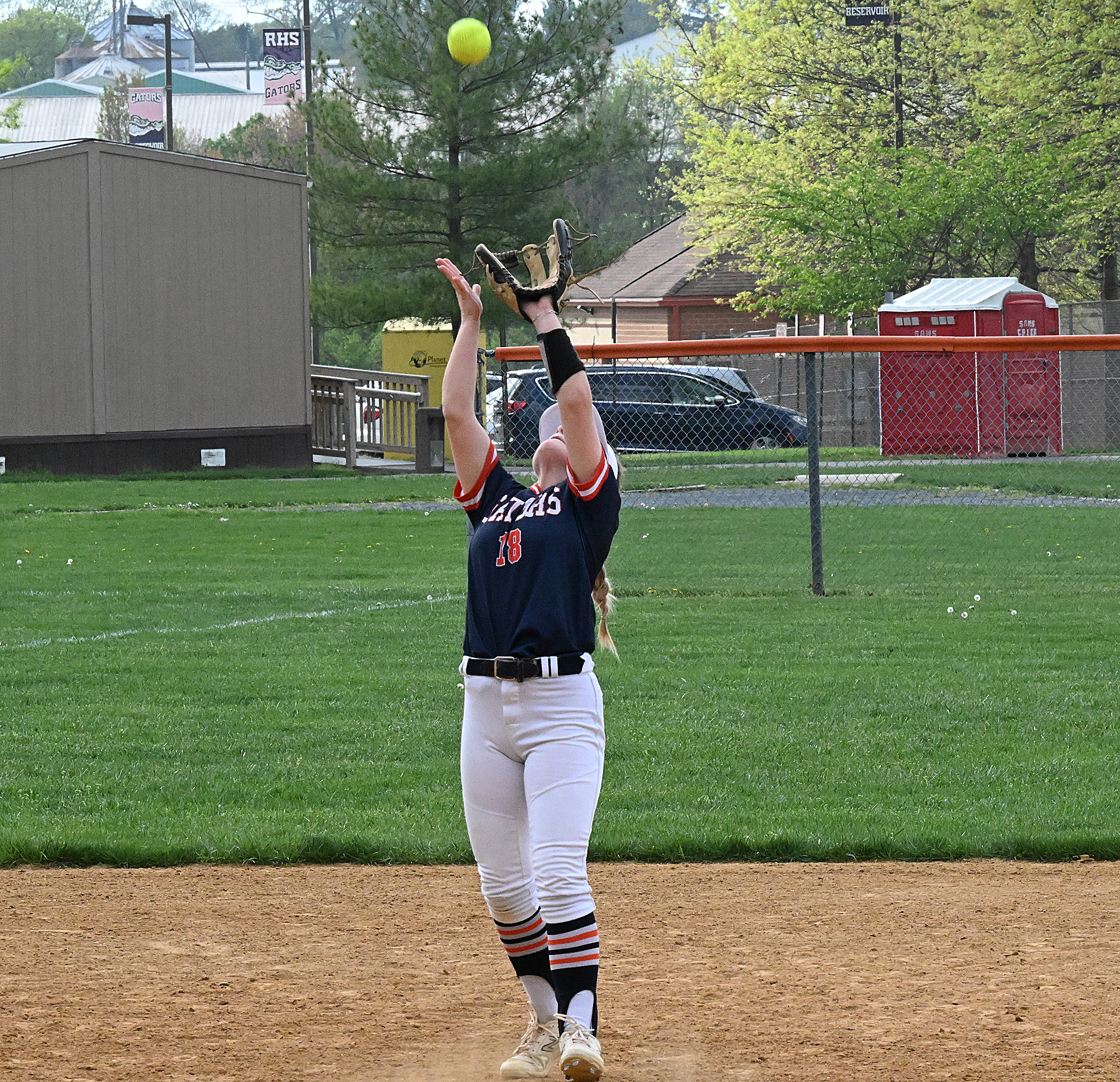 Reservoir #18, Shelby Granzow makes a play on an infield...