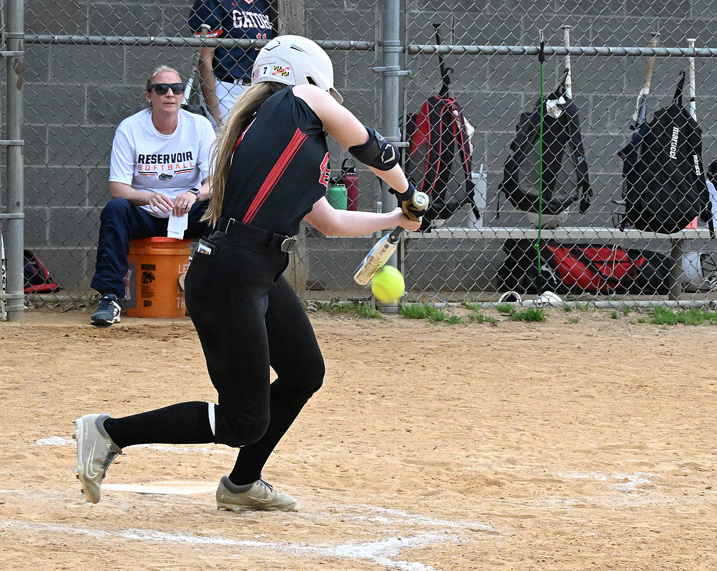 Glenelg #7, Jamie Shaw slaps a hit down the 3rd...