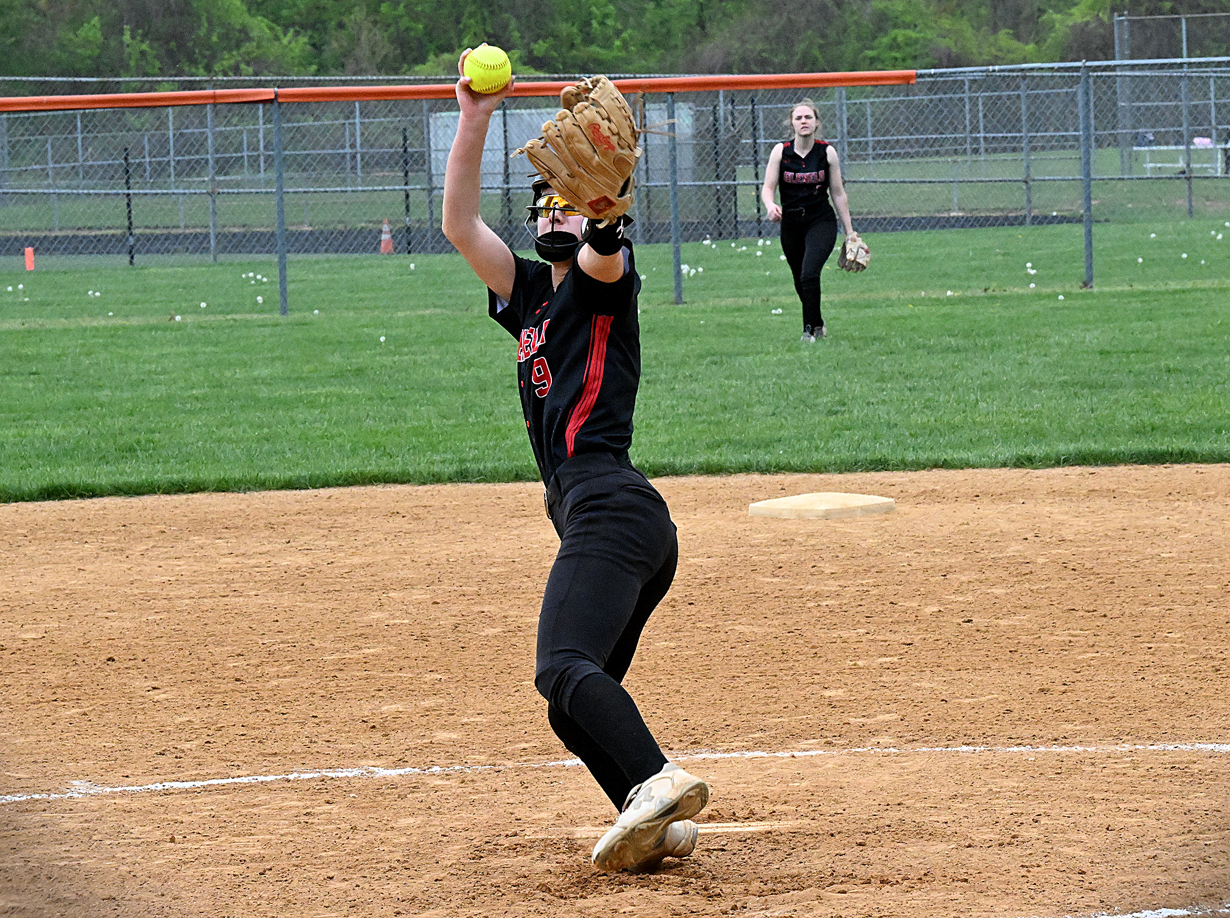 Glenelg starting pitcher #9, Bella Wisniewski. Reservoir vs. Glenelg softball...