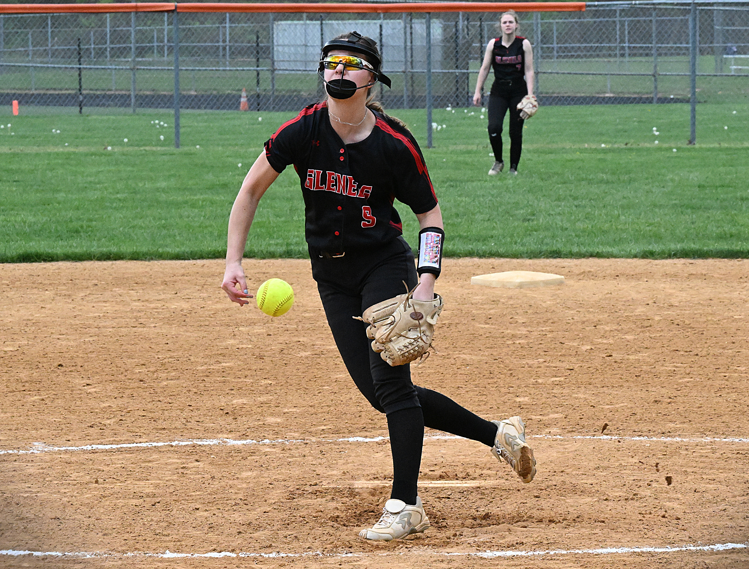 Glenelg starting pitcher #9, Bella Wisniewski. Reservoir vs. Glenelg softball...