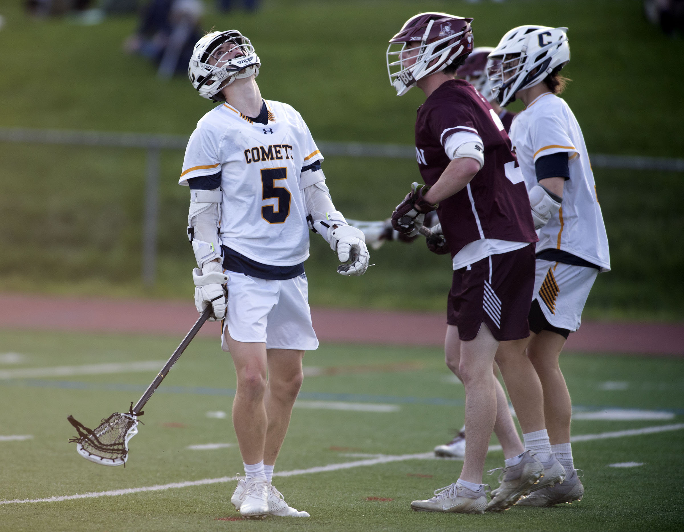 Catonsville’s Noah Kennedy, left, reacts after missing a shot aginst...