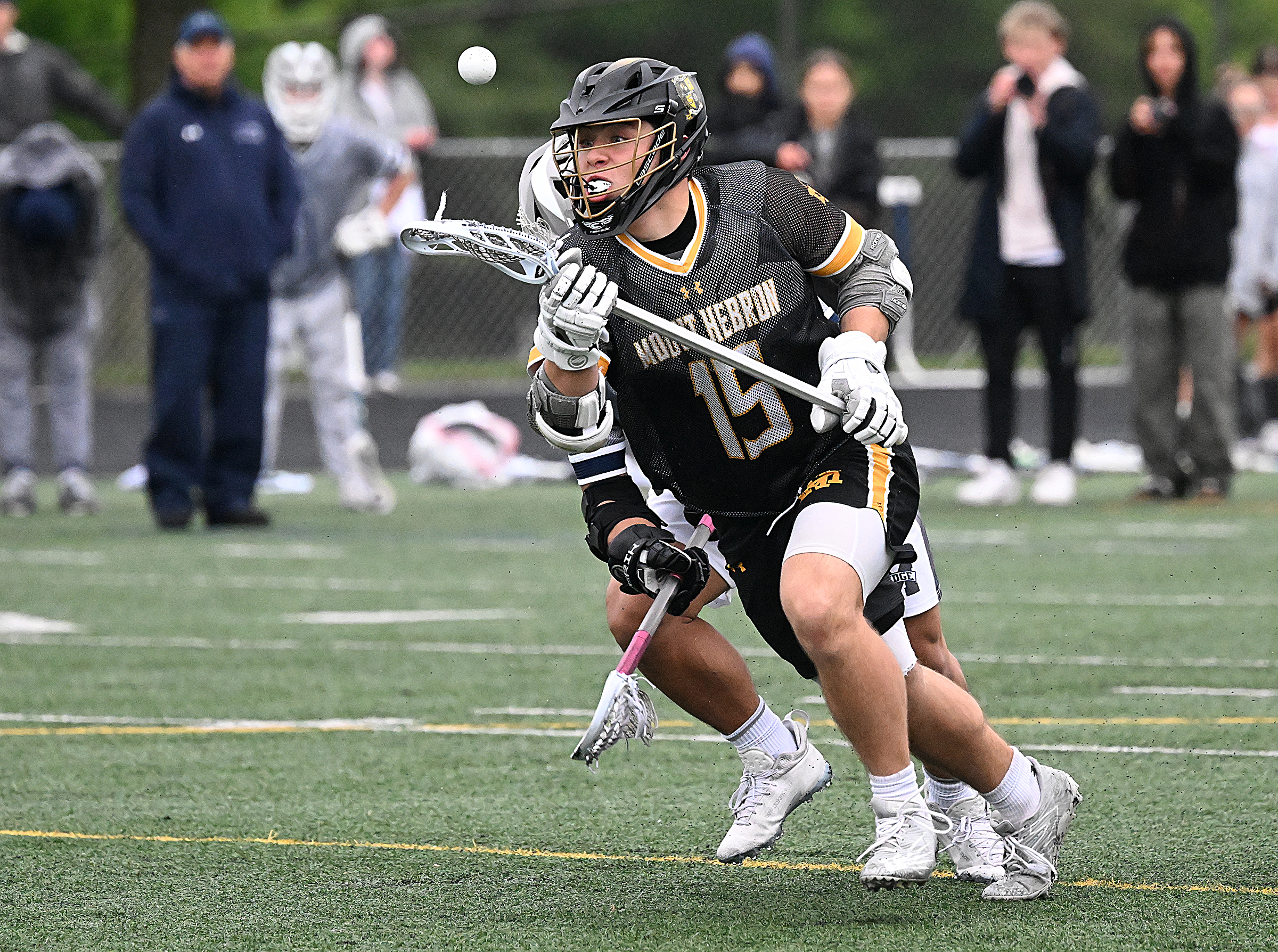 Mt. Hebron #15, Doug Cohen winsd the faceoff with 15.8...