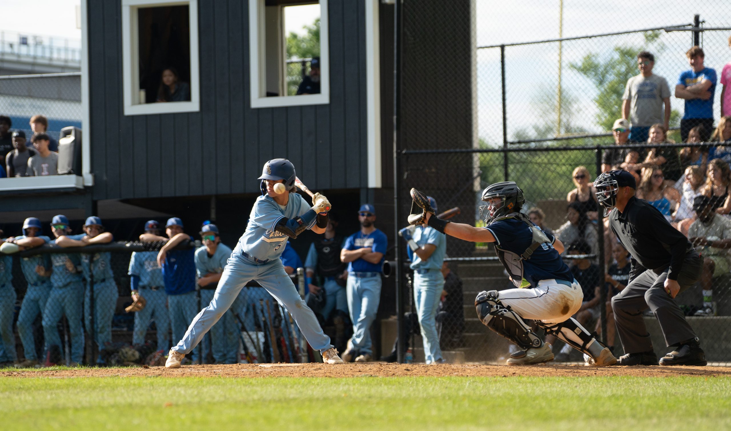 May 16, 2024 Sherwood #5, Ryan Rey, watches a high...