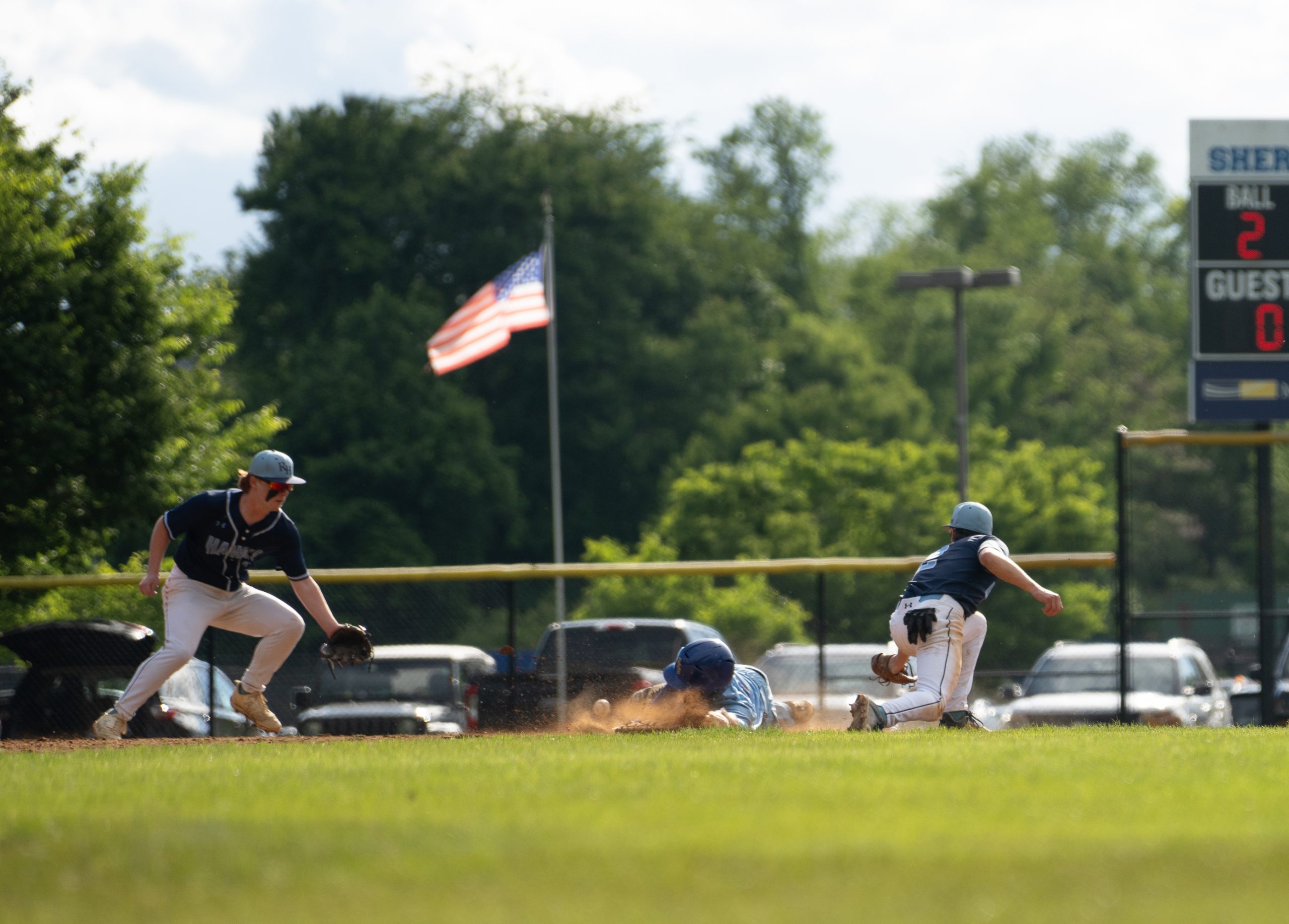 May 16, 2024 A Sherwood running beats the throw to...