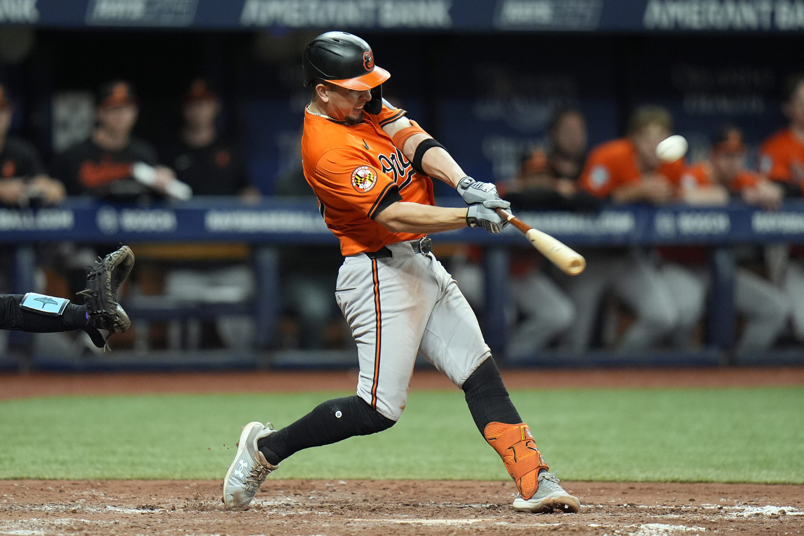 Baltimore Orioles' Ramon Urias connects for a two-run home run...