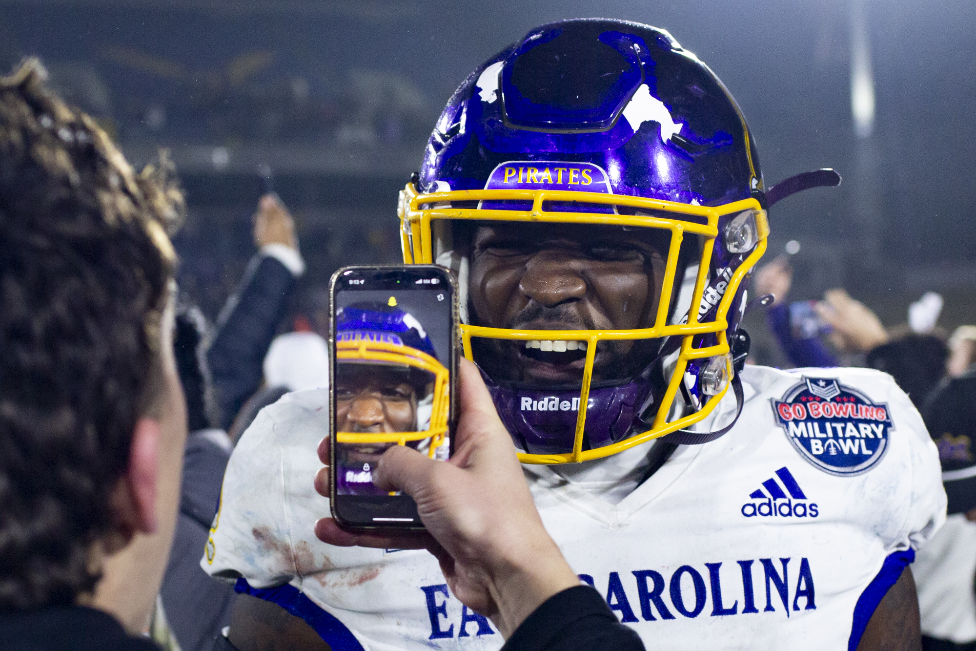 Dec. 28, 2024: East Carolina University’s Omar Rogers celebrates with...