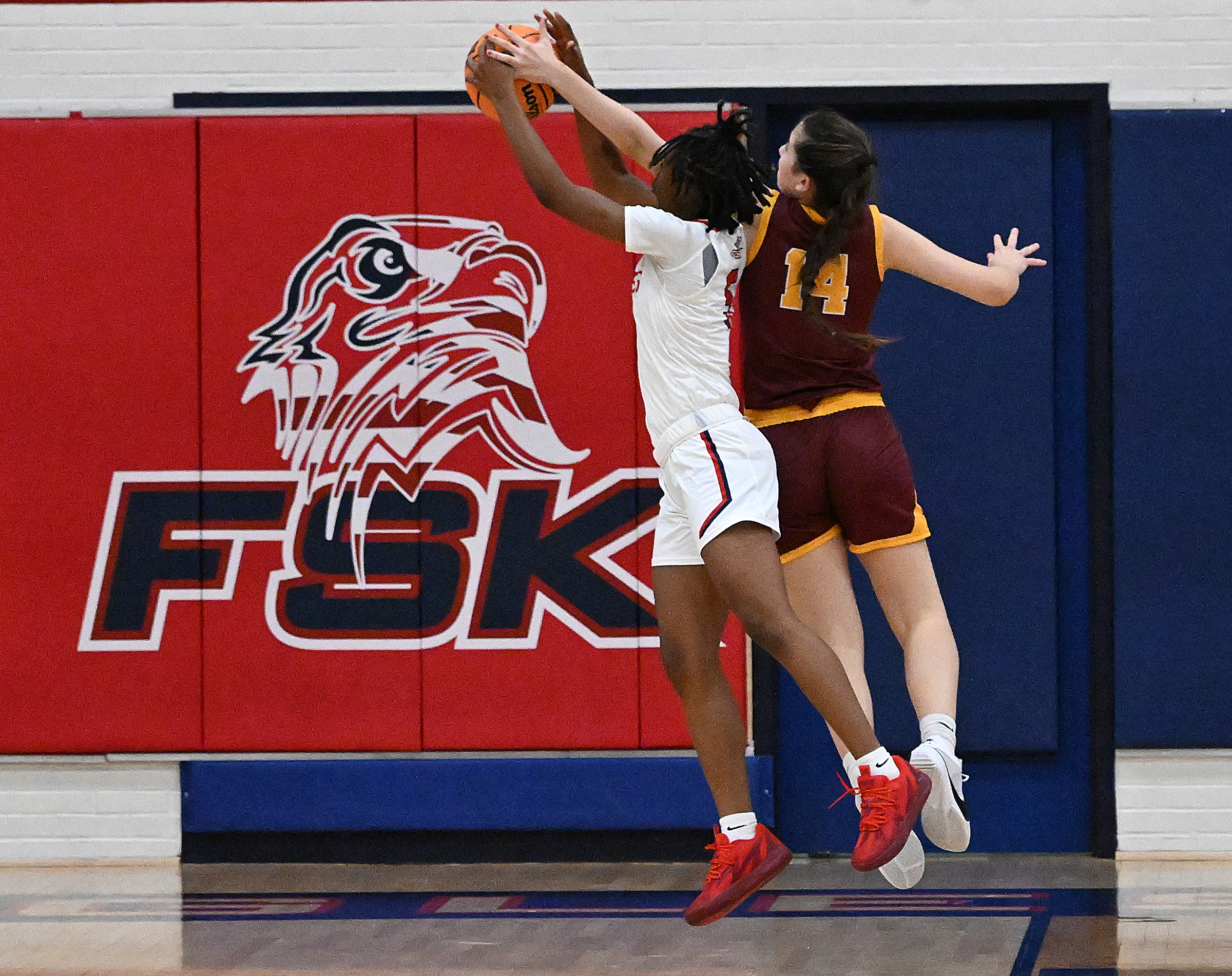 FSK #5, Jayla Watson and Hereford #14, Hannah Sjhehadeh, battle...