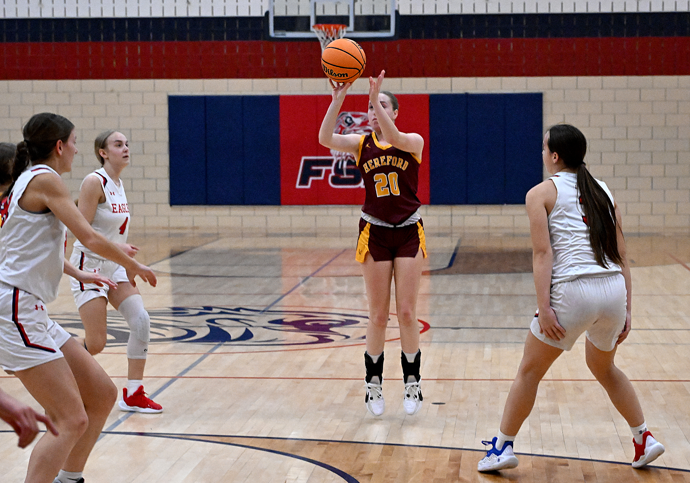 Hereford #20, Anna Orner shoots a three in the 1st...