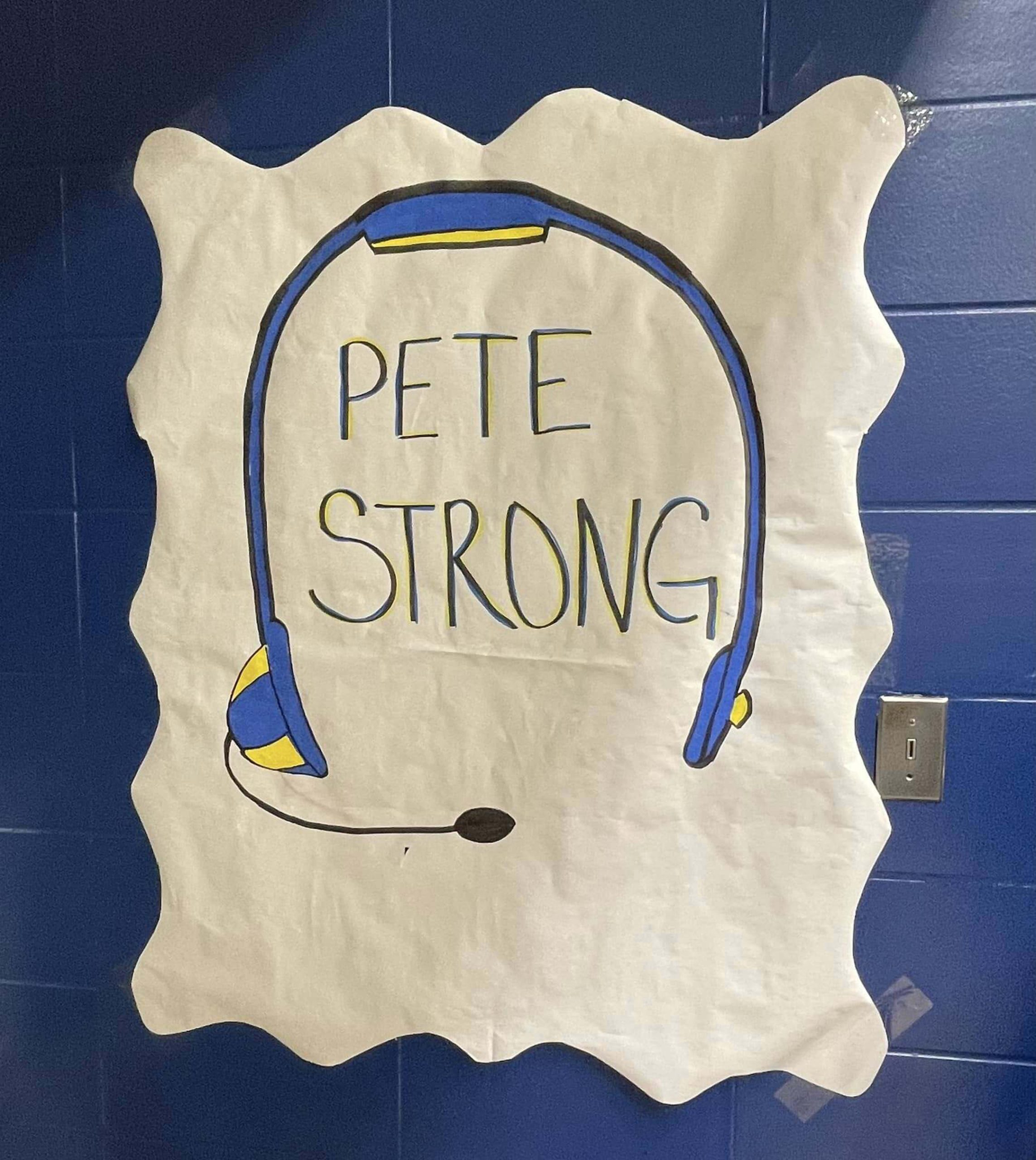 Pete Strong Banner on the wall of the Southern High...