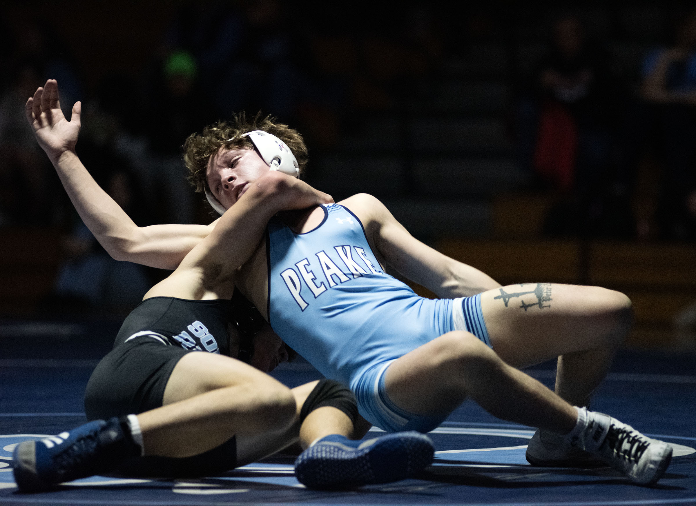 Jan. 24, 2025- Chesapeake’s Dominic Ayres wrestles South River’s Nicco...