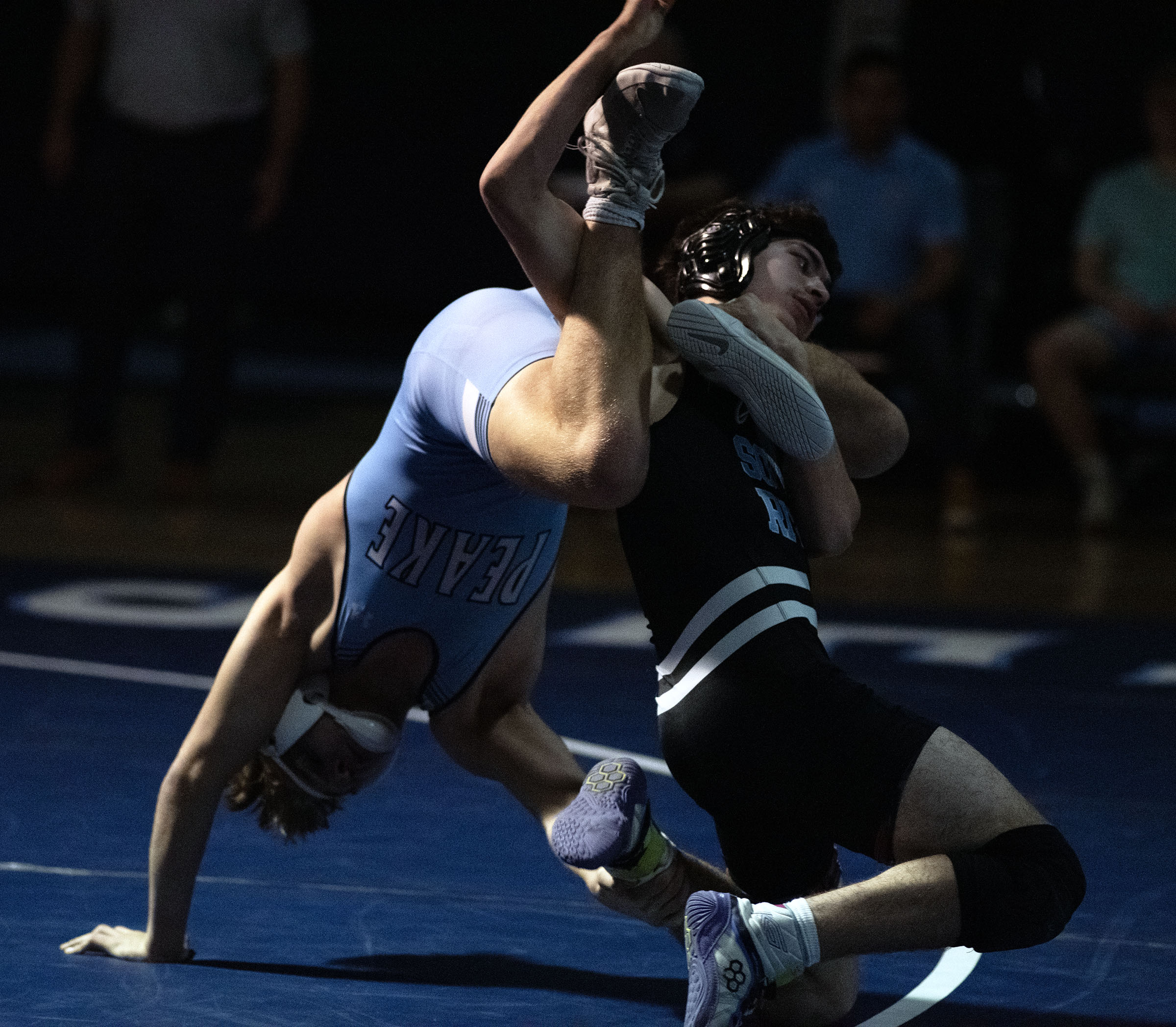 Jan. 24, 2025- Chesapeake’s Colin Richardson, left, and South River’s...