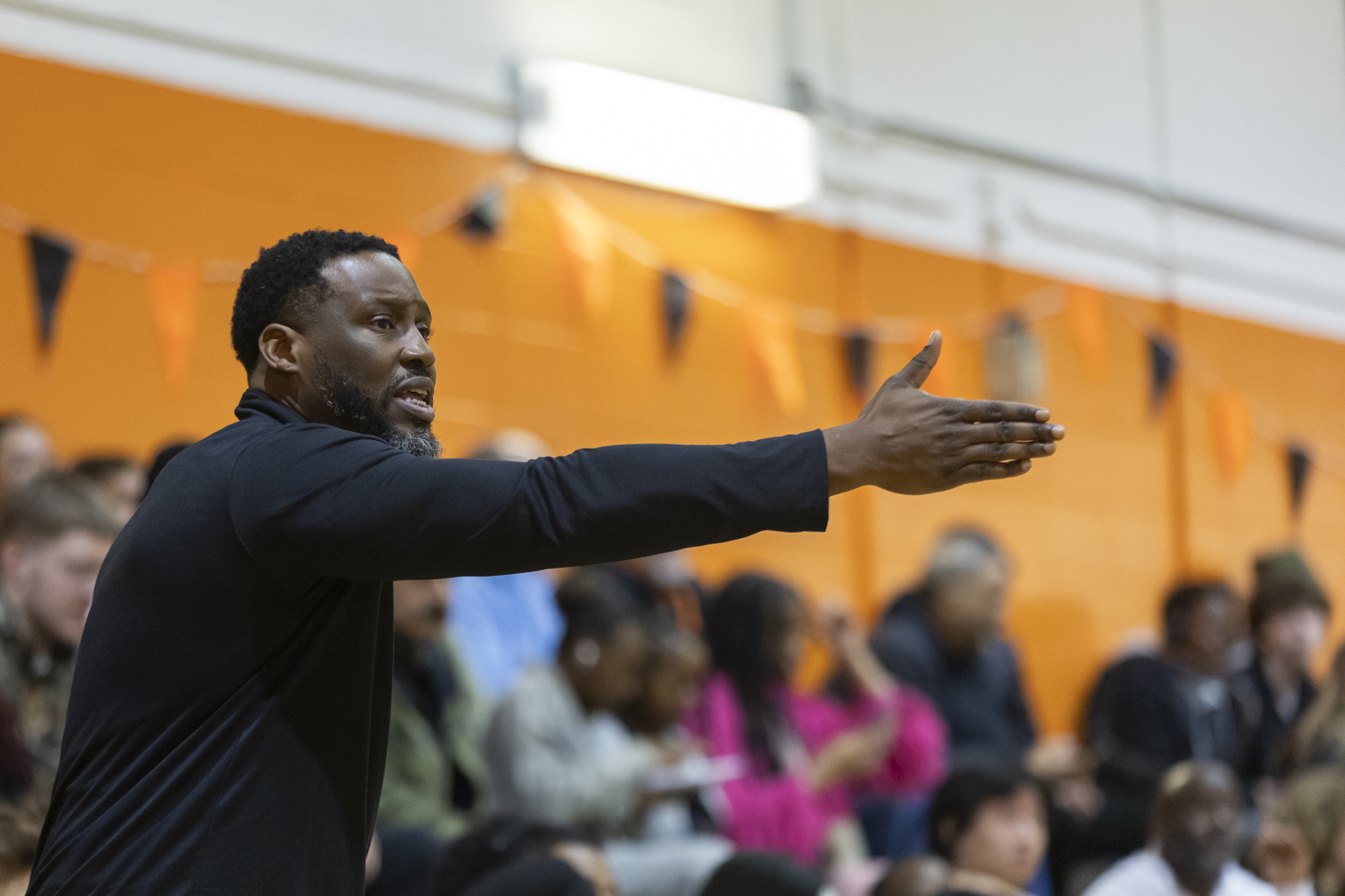 Eastern Tech Head Coach Brian James contests a call by...