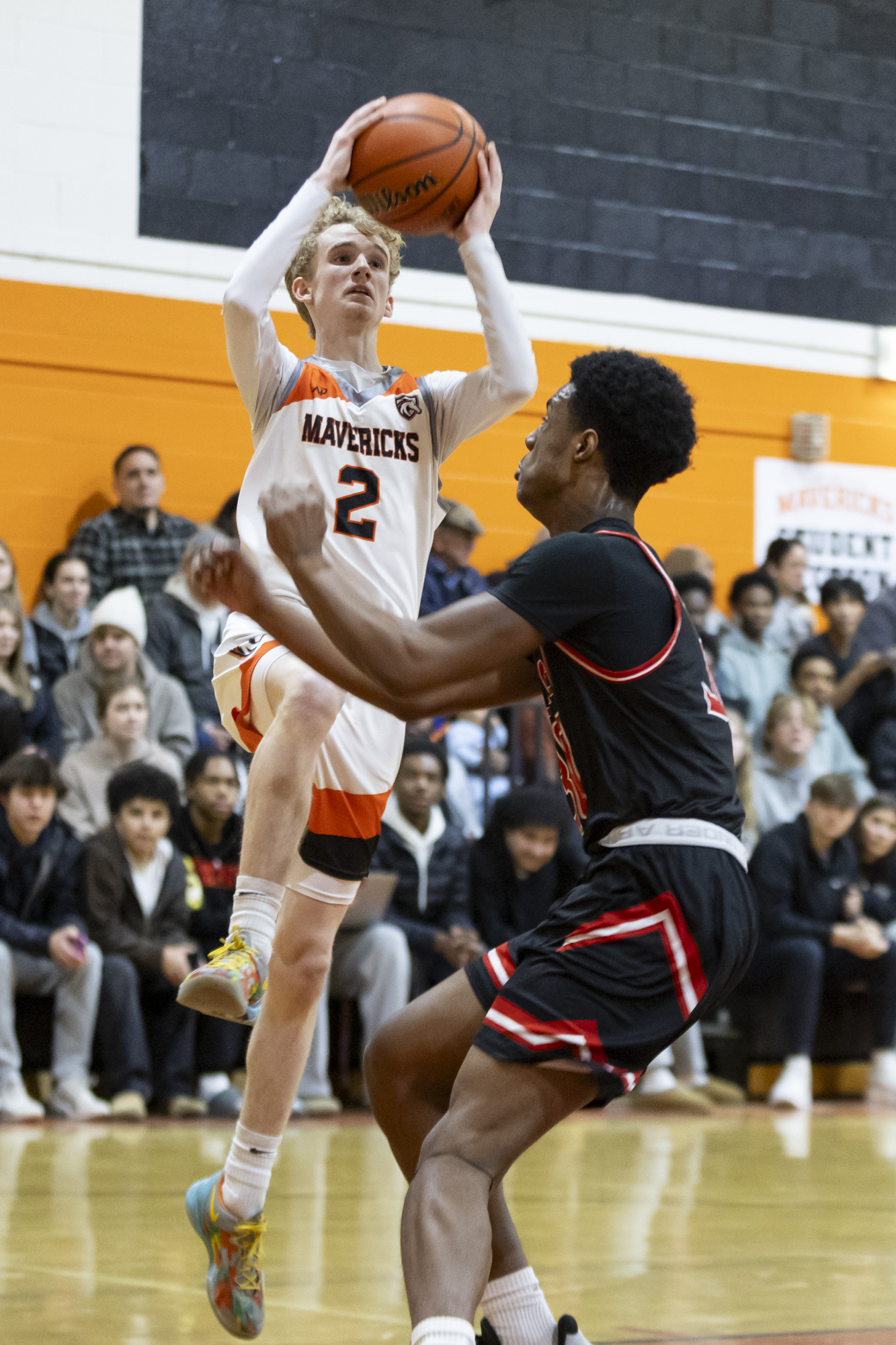 Matthew Foley takes off for a challenged shot as Eastern...