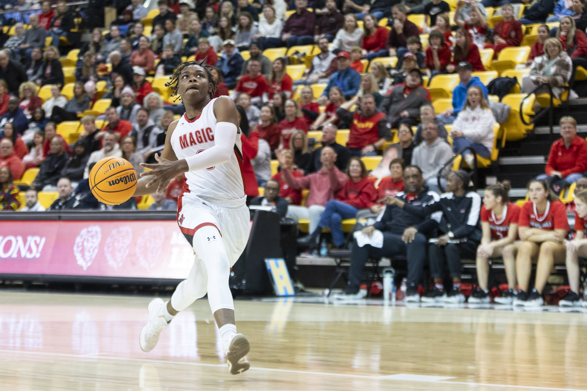 Milan Brown goes off on a break away during The...