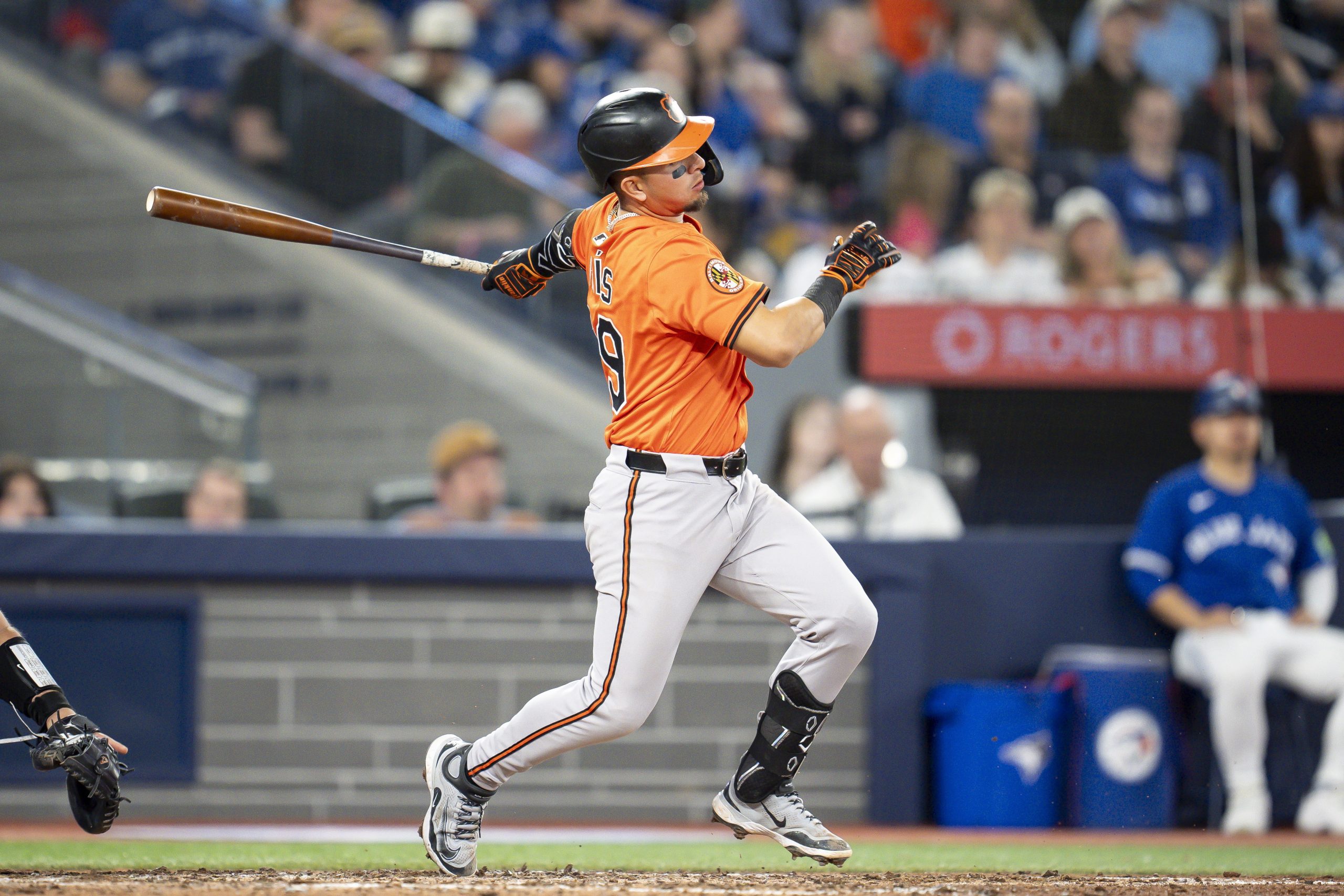 Baltimore Orioles' Ramón Urías hits a single during the eighth...