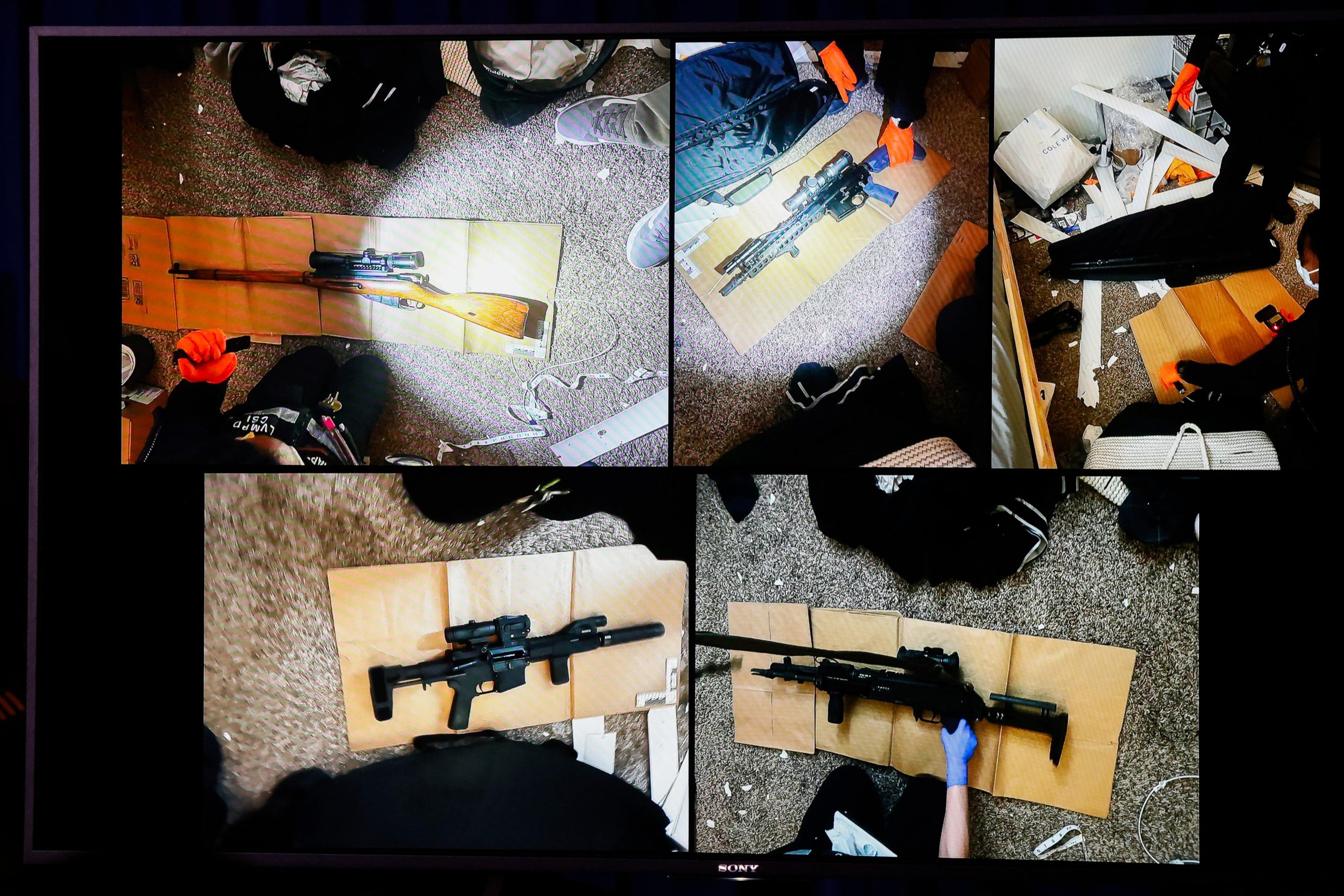Police display photos of weapons they say they found at...