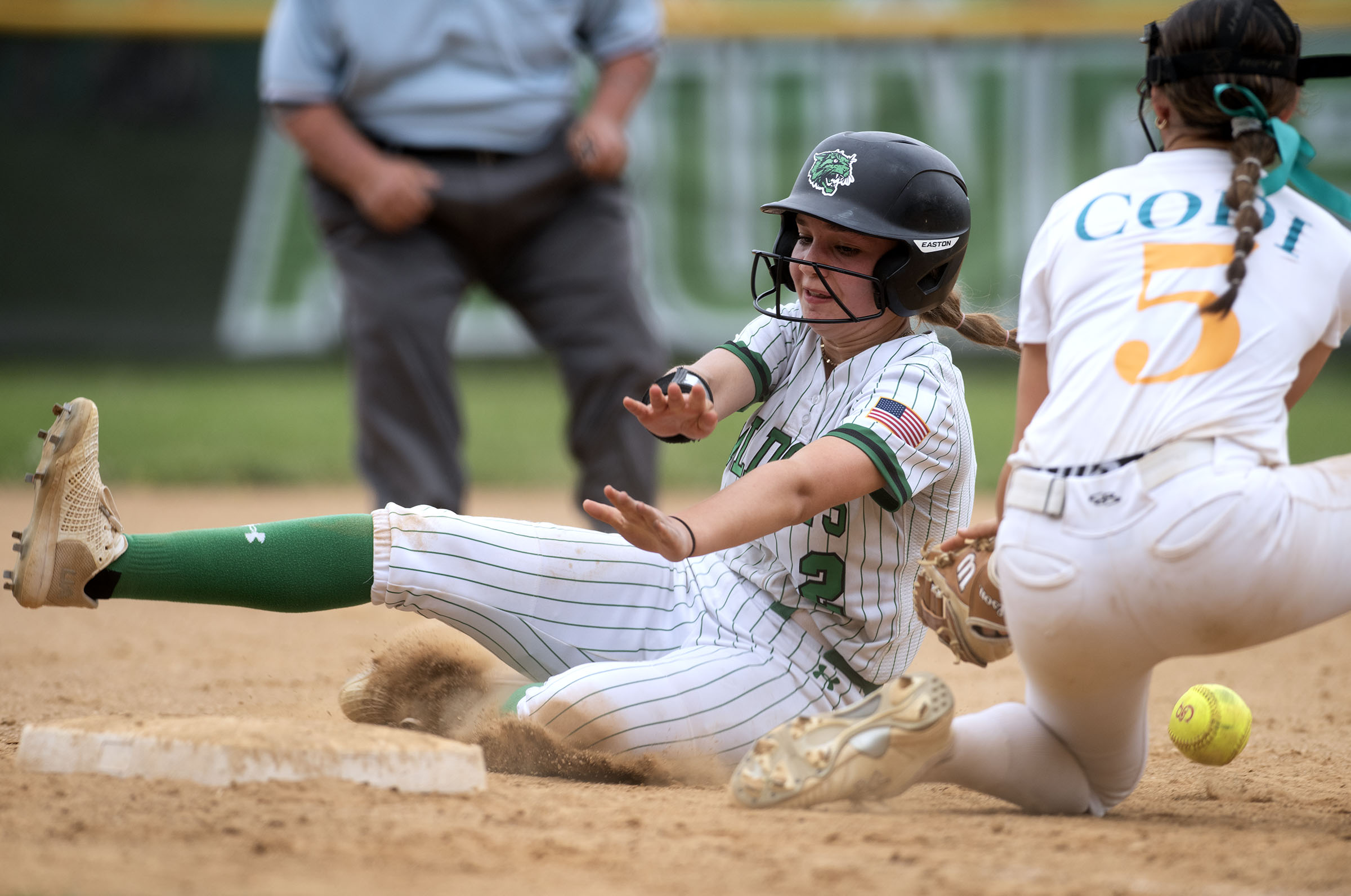 April 19, 2025- Arundel’s Hayleigh Stargel slides into third with...