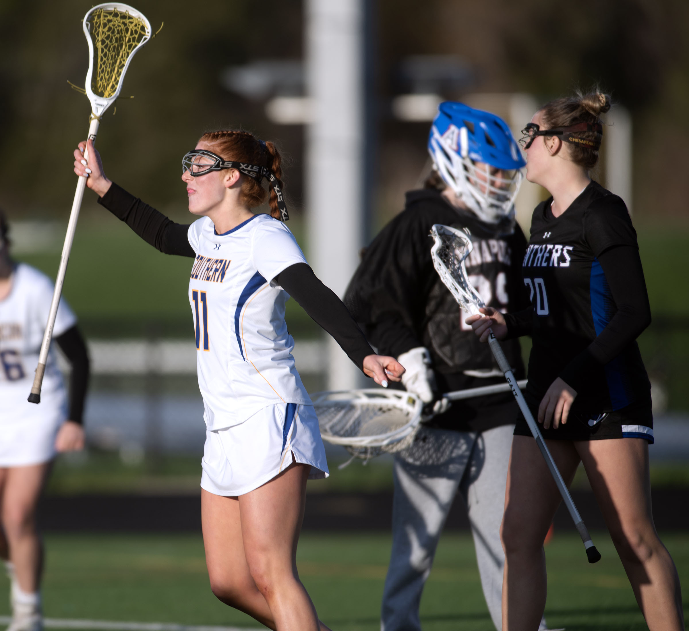April 9, 2025- Southern’s Mollie Schiavone reacts after scoring against...