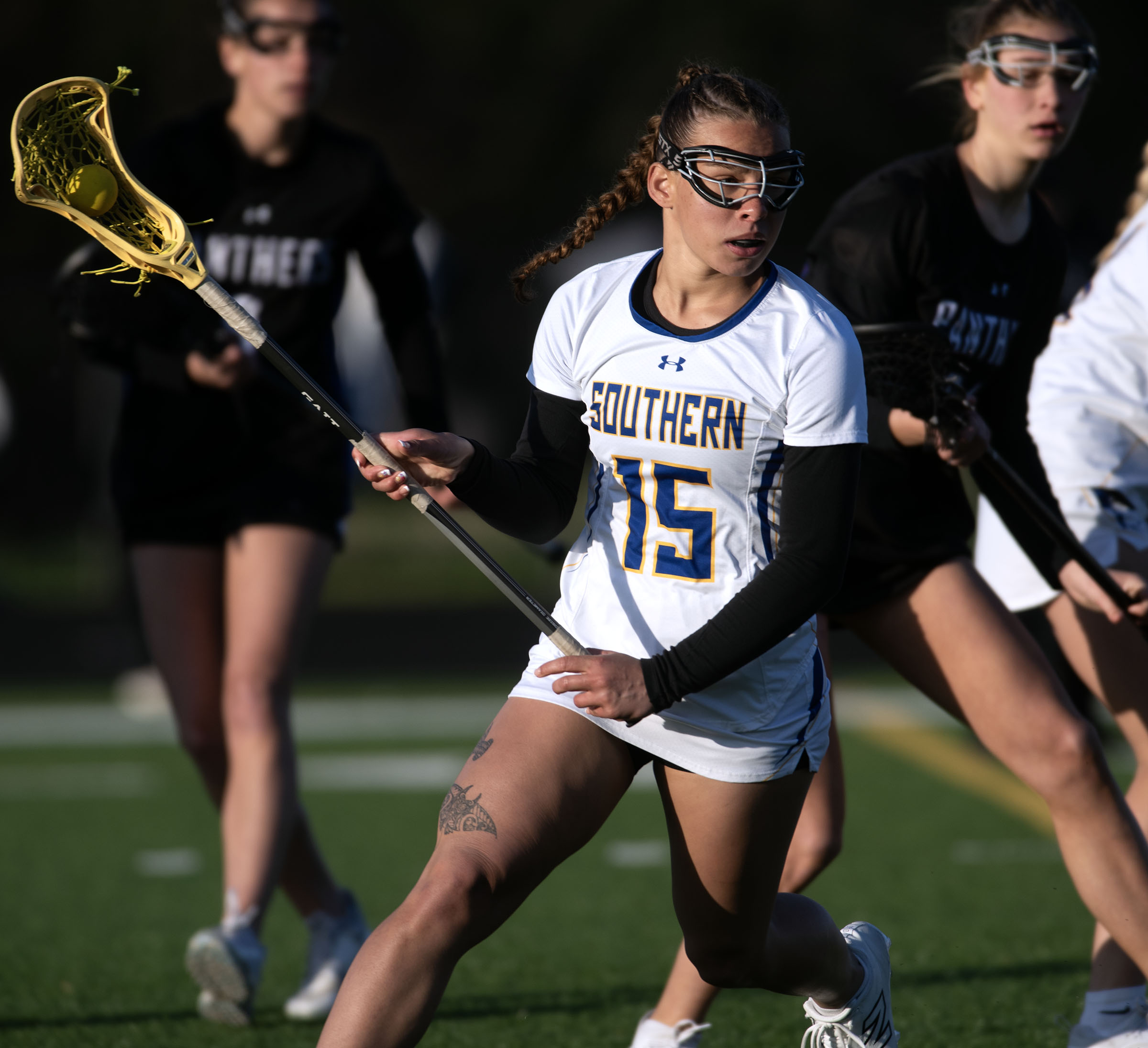April 9, 2025- Southern’s Haylie Fleming carries the ball against...