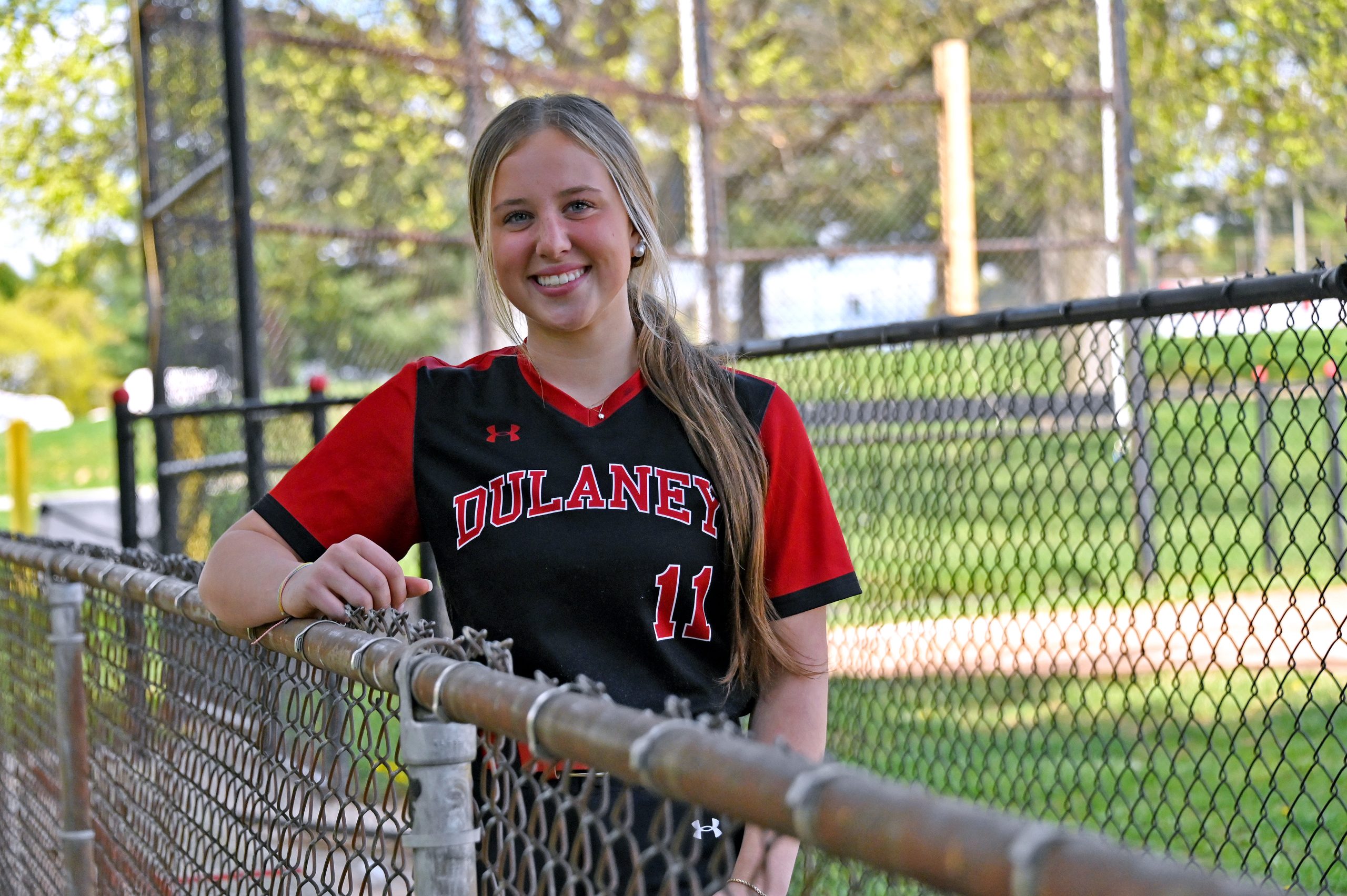 Brynn Townsend plays first base for Dulaney High School softball....