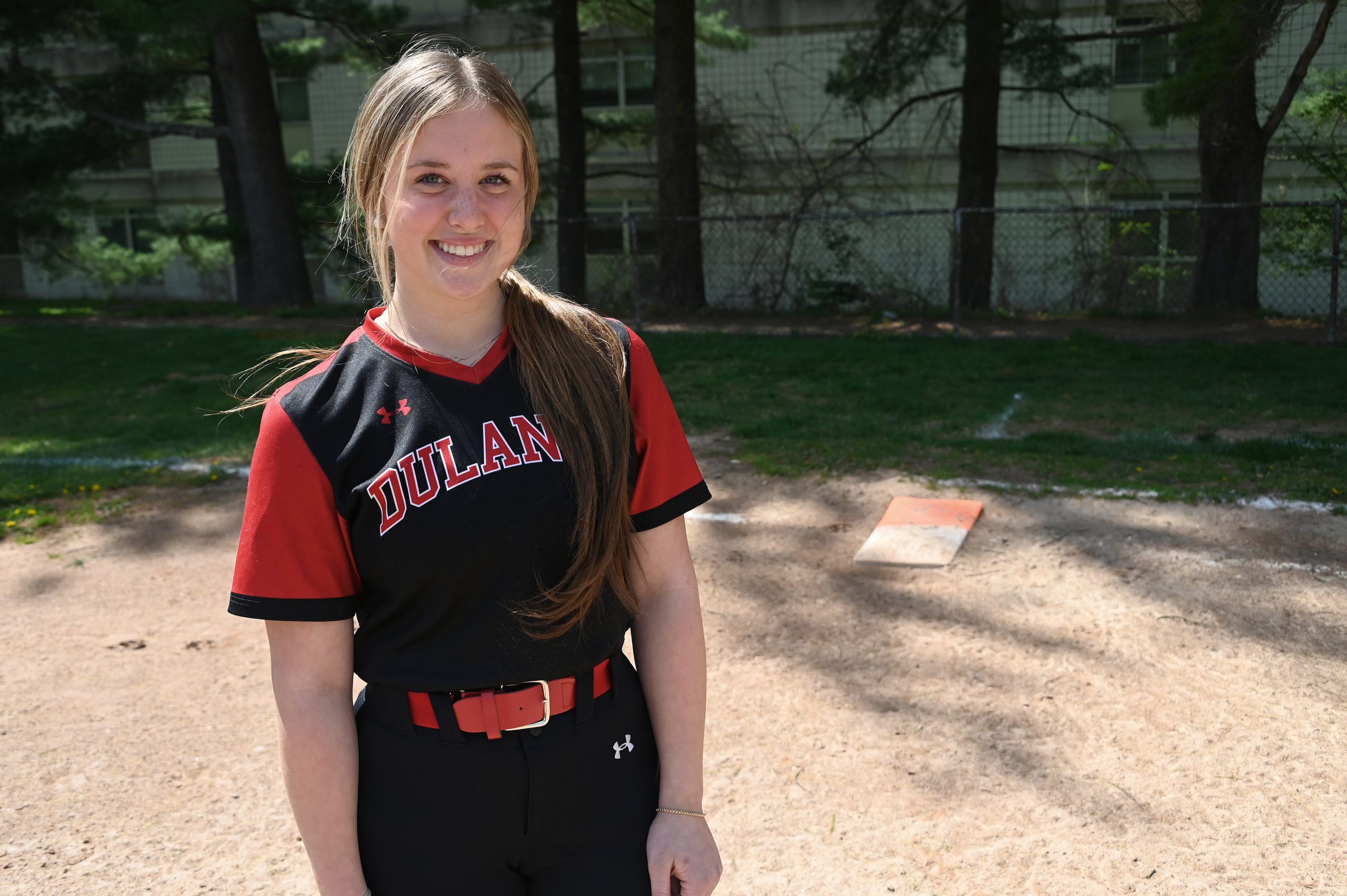 Brynn Townsend plays first base for Dulaney High School softball....