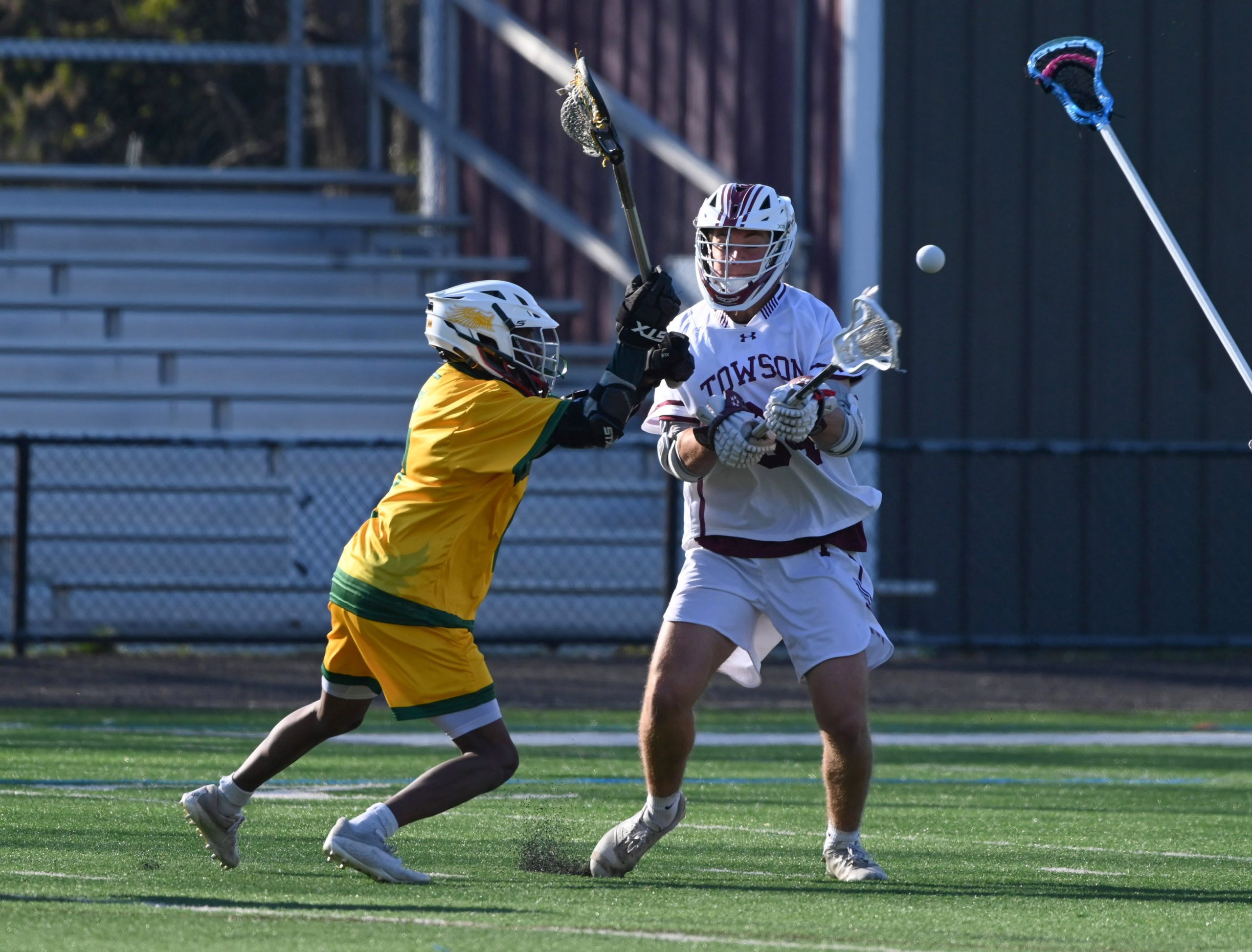 Towson's Brennan Harris gets off a shot resulting in a...