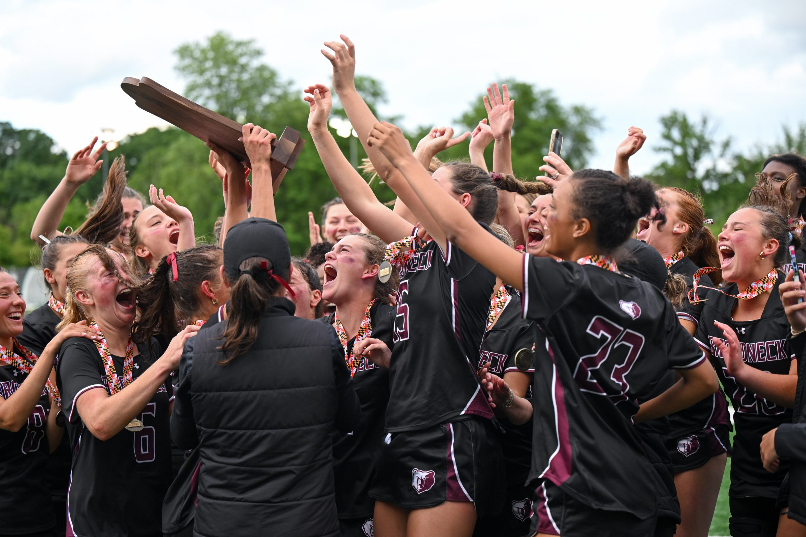 Broadneck celebrates its 8-6 win against Urbana in the Class...