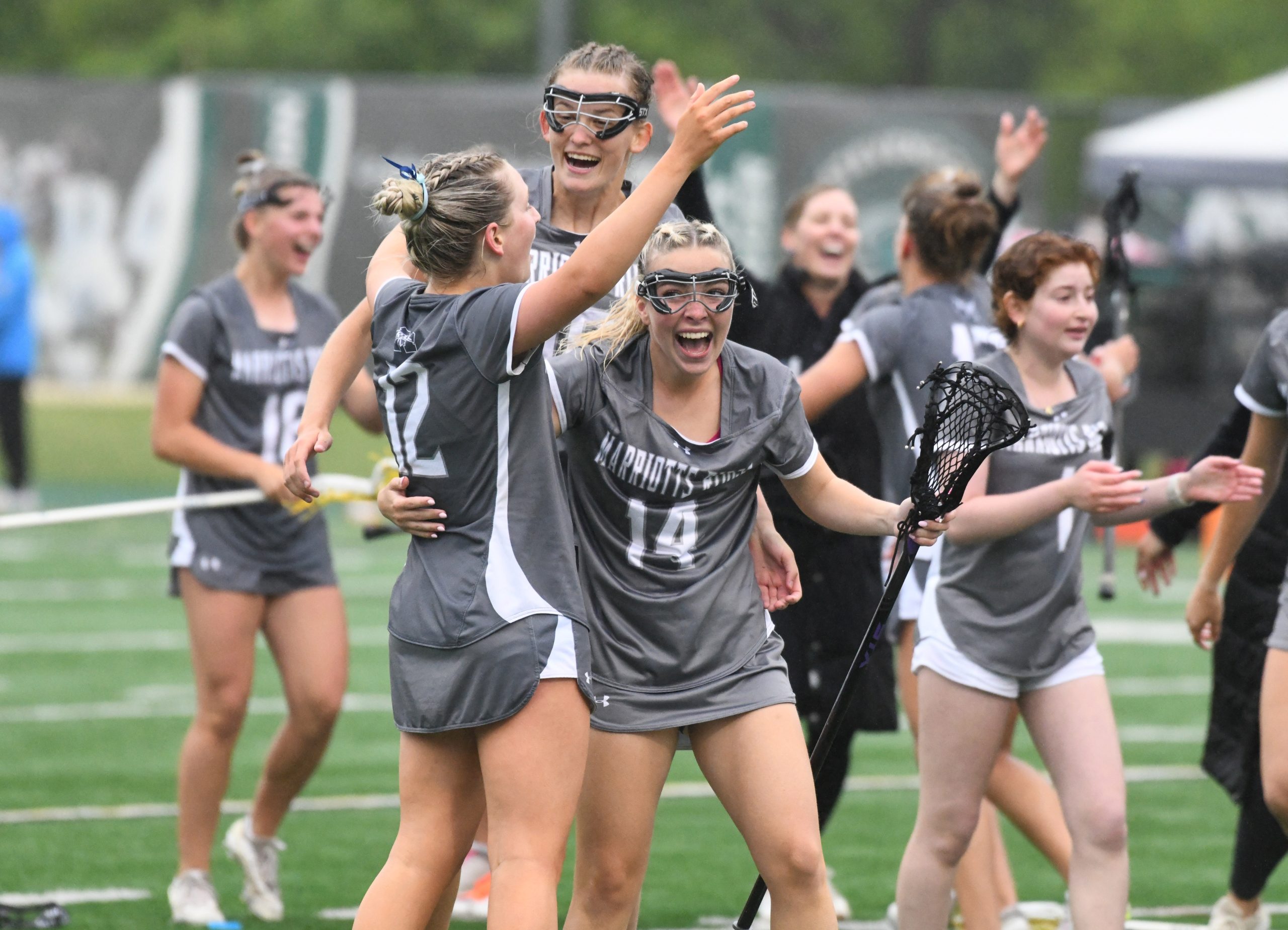 Marriotts Ridge players celebrate their win over Severna Park during...