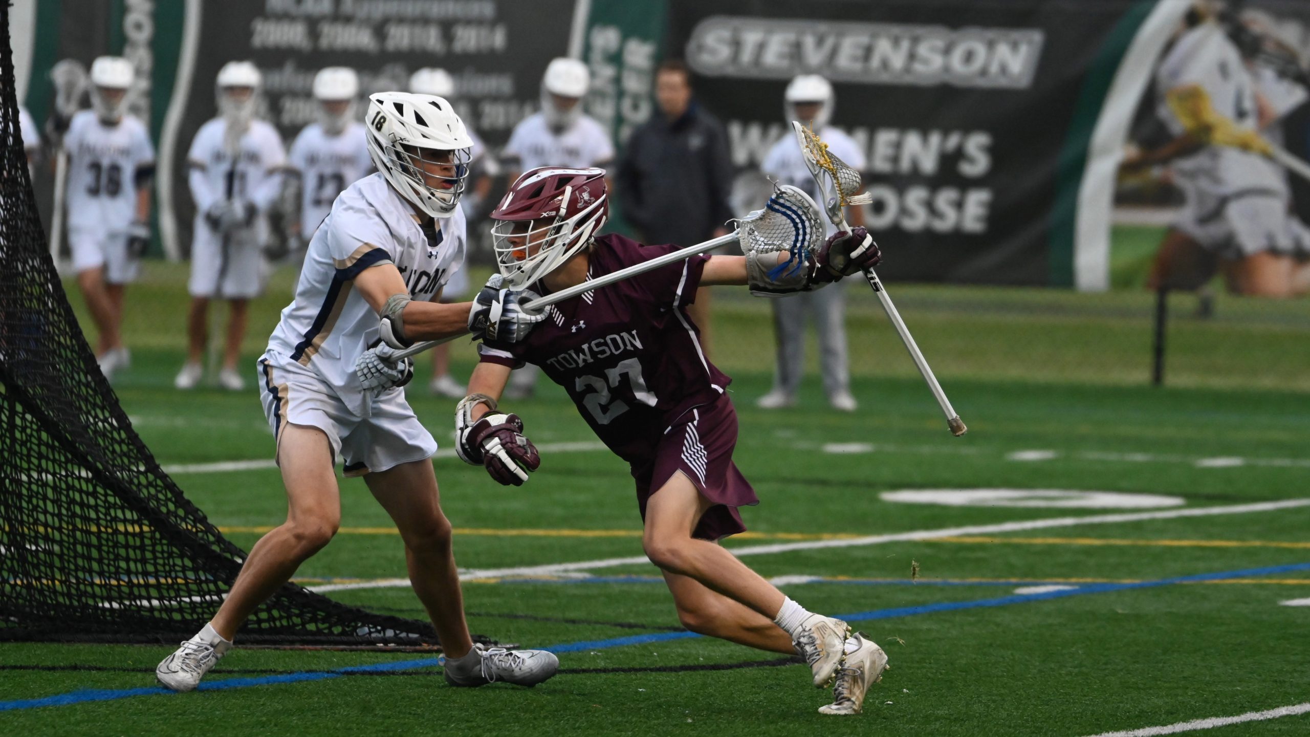 Severna Park’s Cole Cavanaugh tries to force a turnover against...