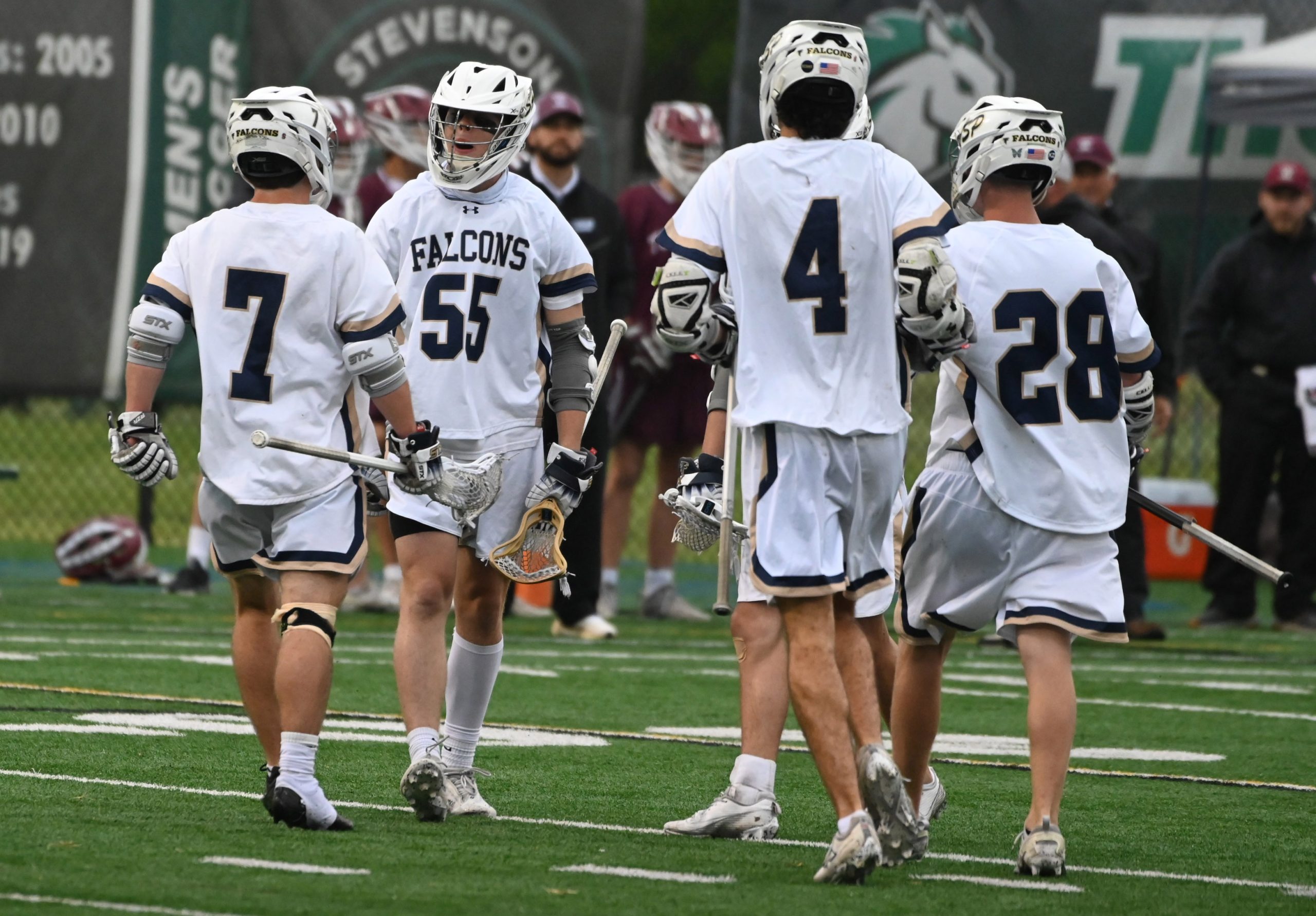 Severna Park’s Duke Sealey #55 celebrates scoring a goal against...