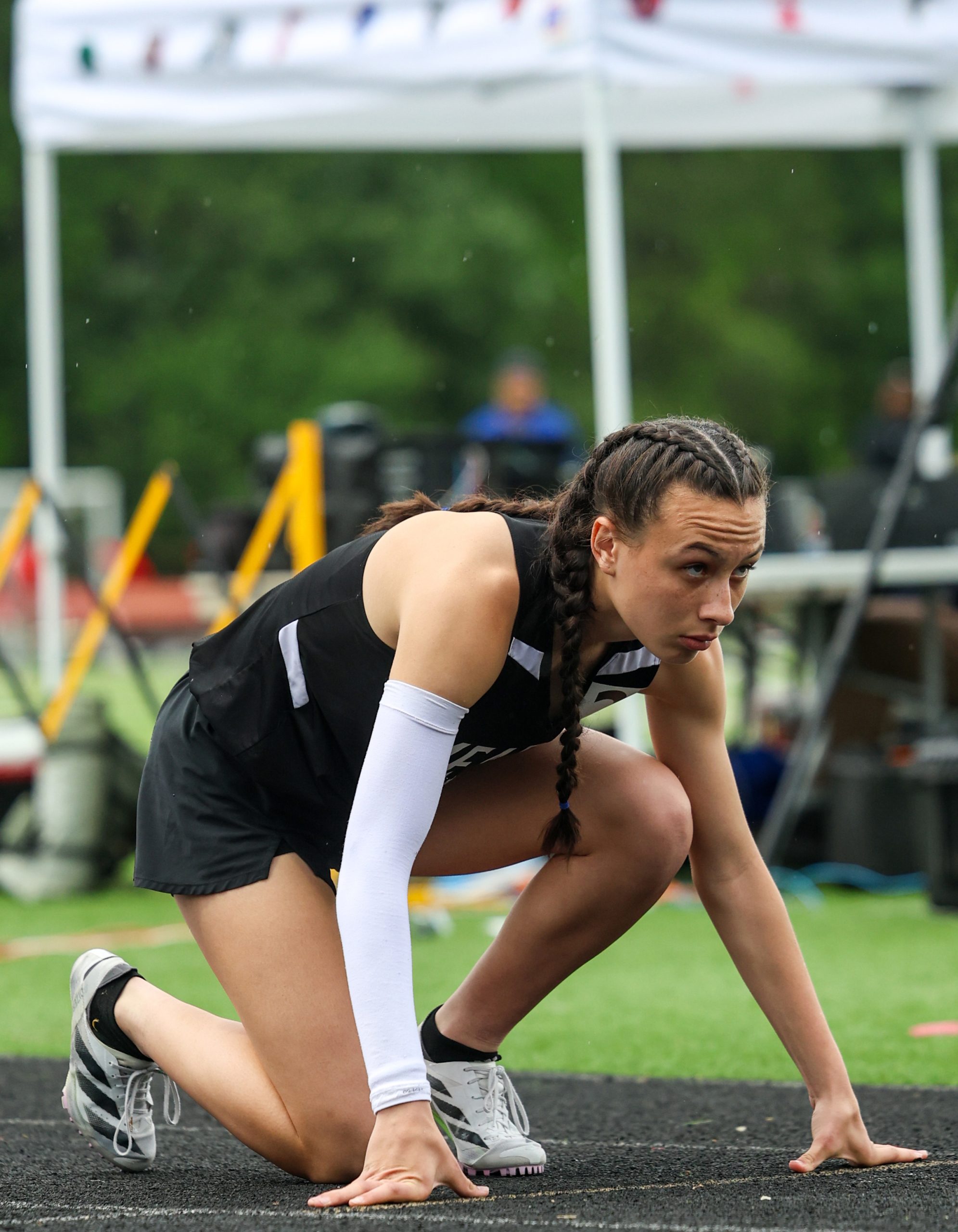 Isabelle Franklin, Meade HS, set for girls 400m. Anne Arundel...