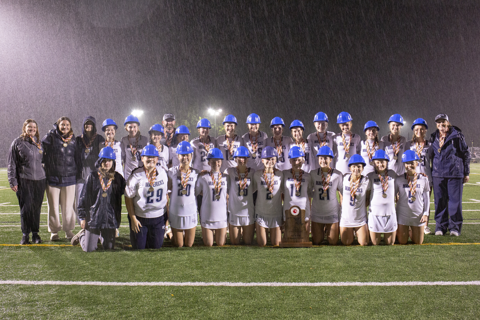 The Manchester Valley Mavericks pose for a photo after winning...
