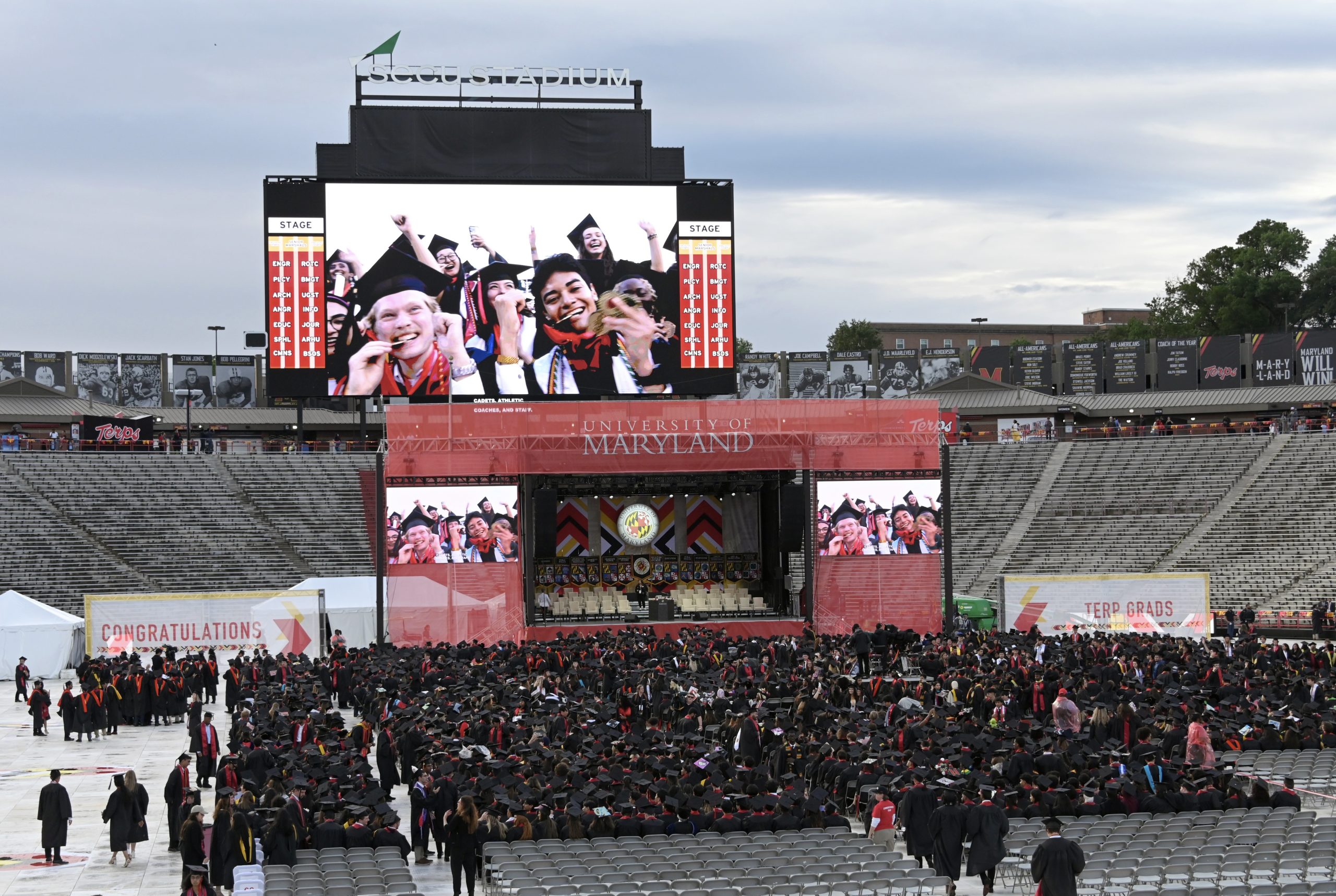 University of Maryland students during the processional for graduation at...