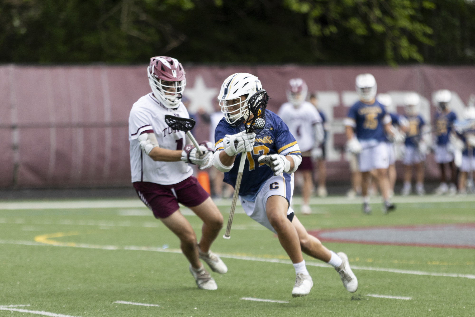 Catonsville’s Lucas Rivera looks to get past Colin Kosmides during...