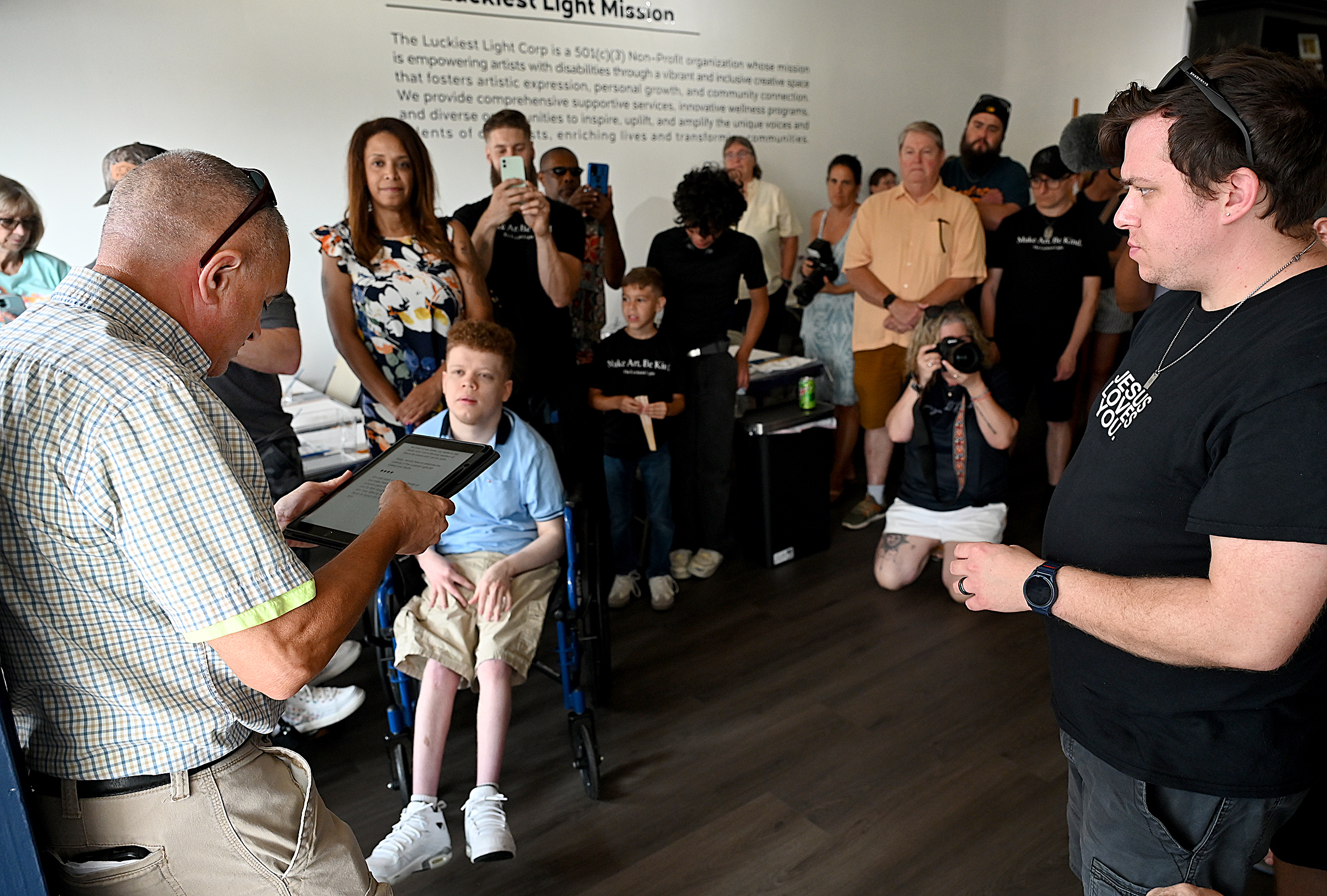 Joe Harter, left, was the keynote speaker at the opening....