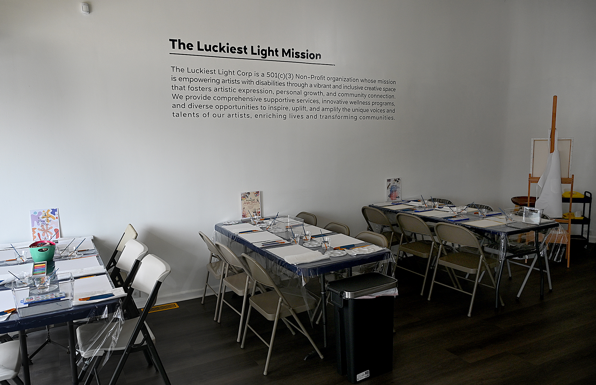 Its Mission Statement is above the paint station at Luckiest...