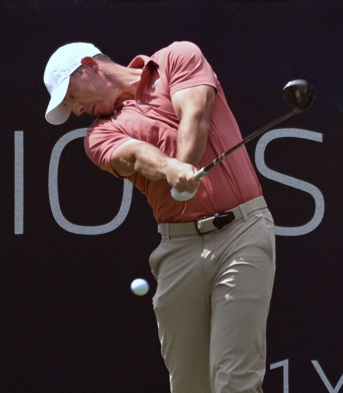 Rory McIlroy tees off to start his second round play...