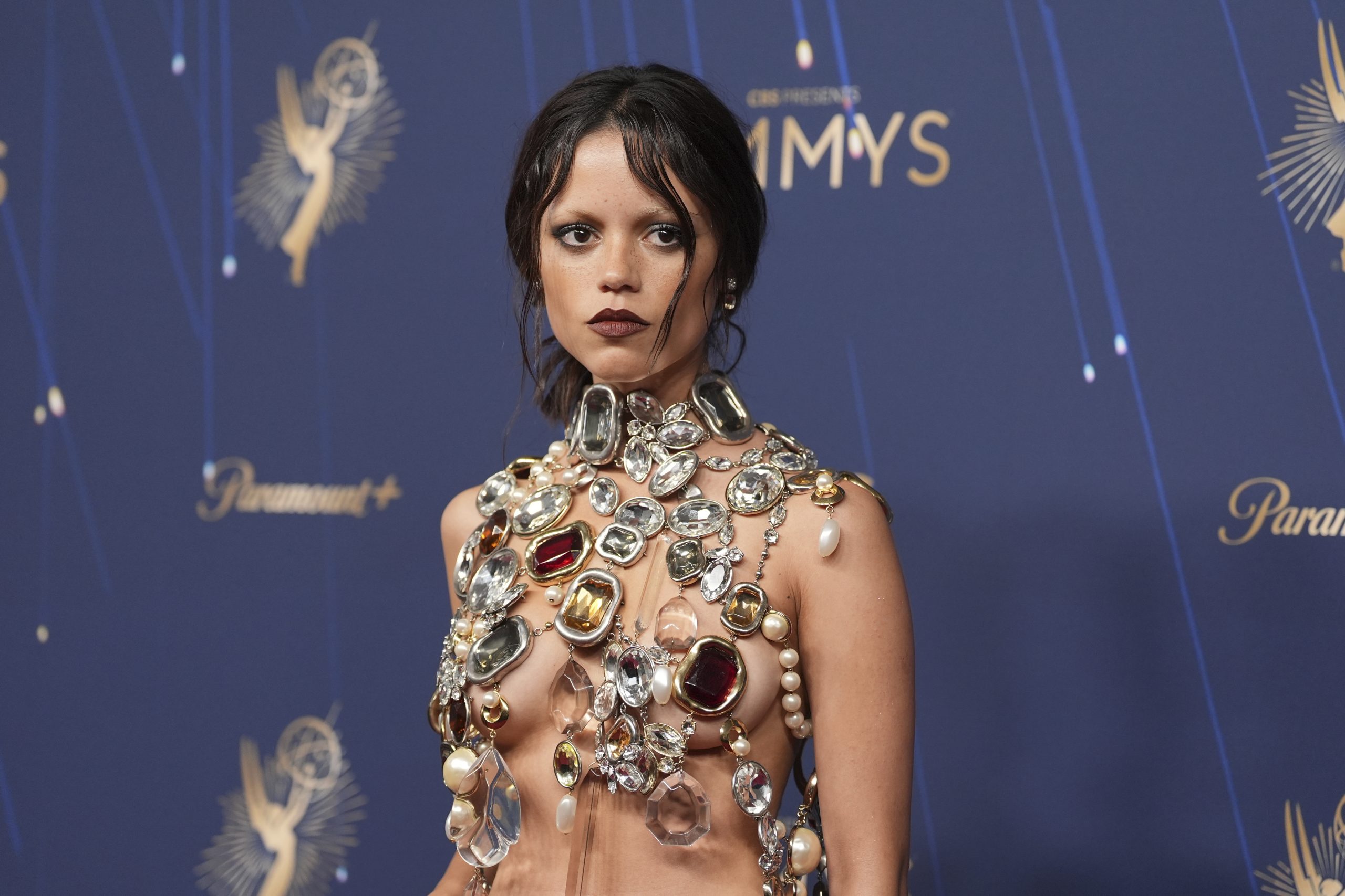 Jenna Ortega arrives at the 77th Primetime Emmy Awards on...
