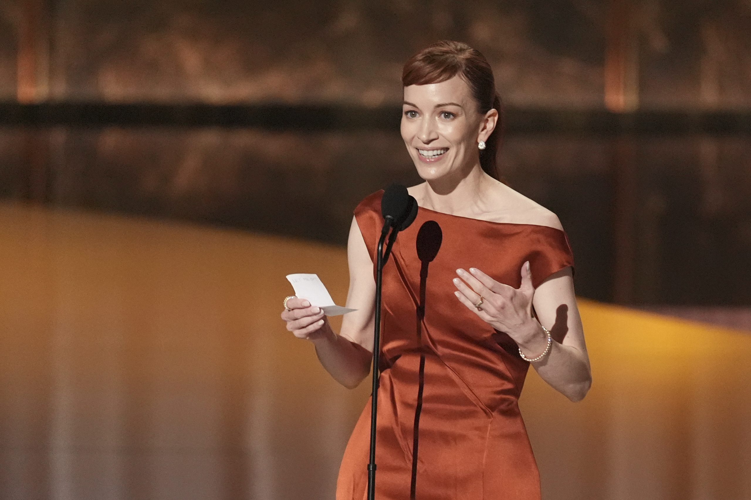 Britt Lower accepts the award for outstanding lead actress in...