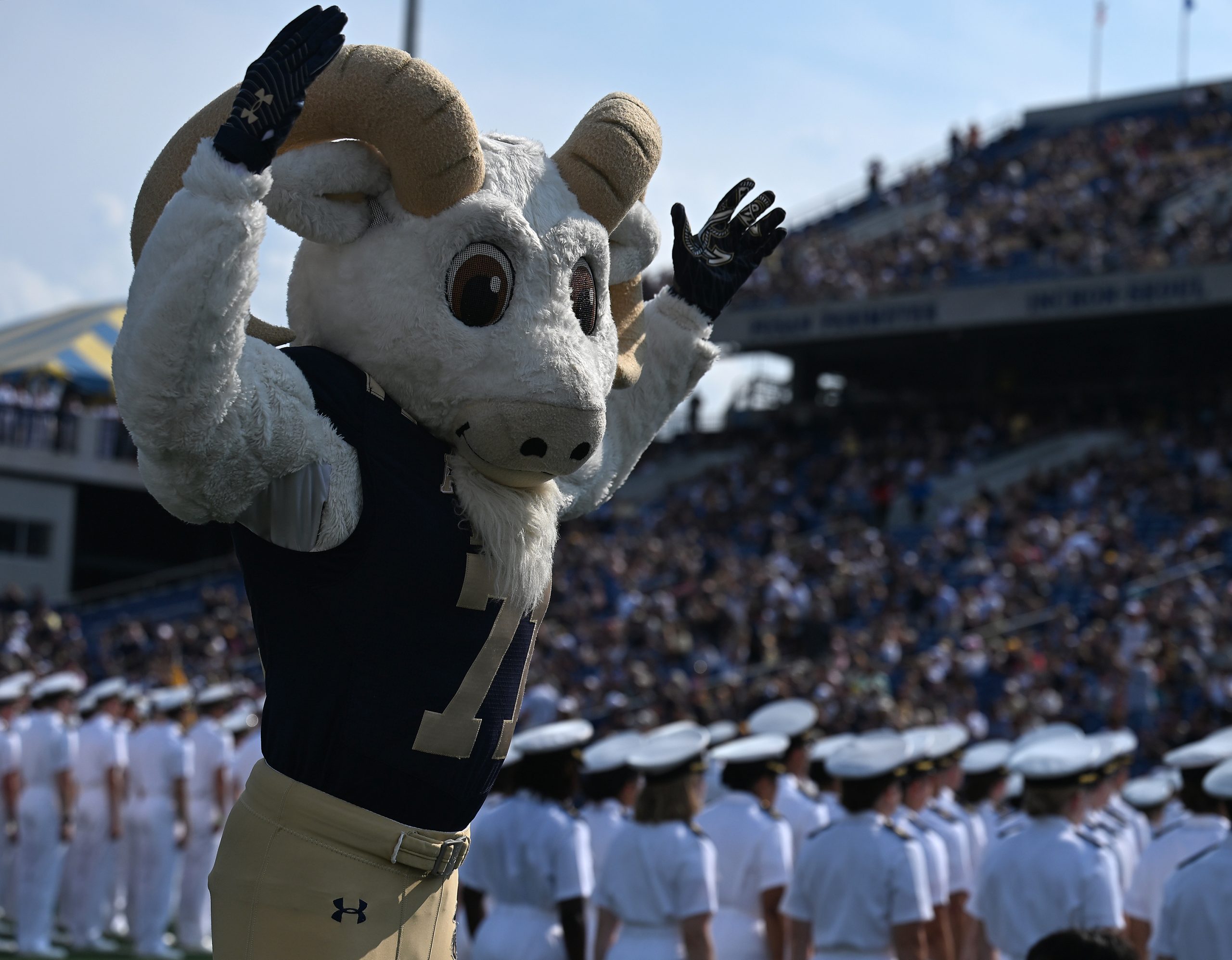 Bill The Goat during the March-On. The Navy Midshipmen host...