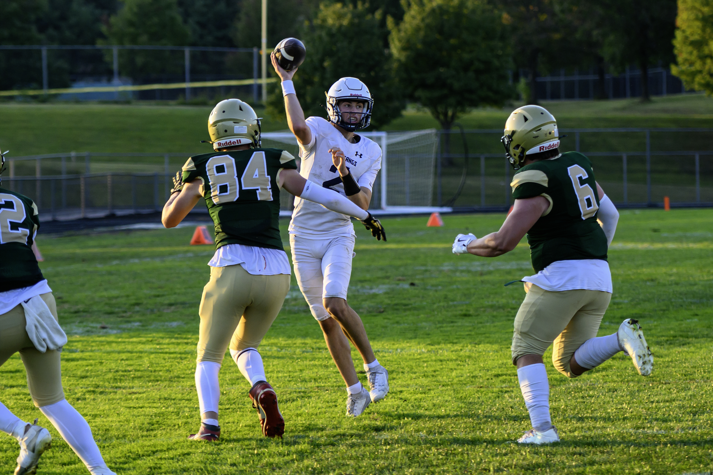Marriotts Ridge's quarterback Blake Willingham passes for a 2-point conversion...